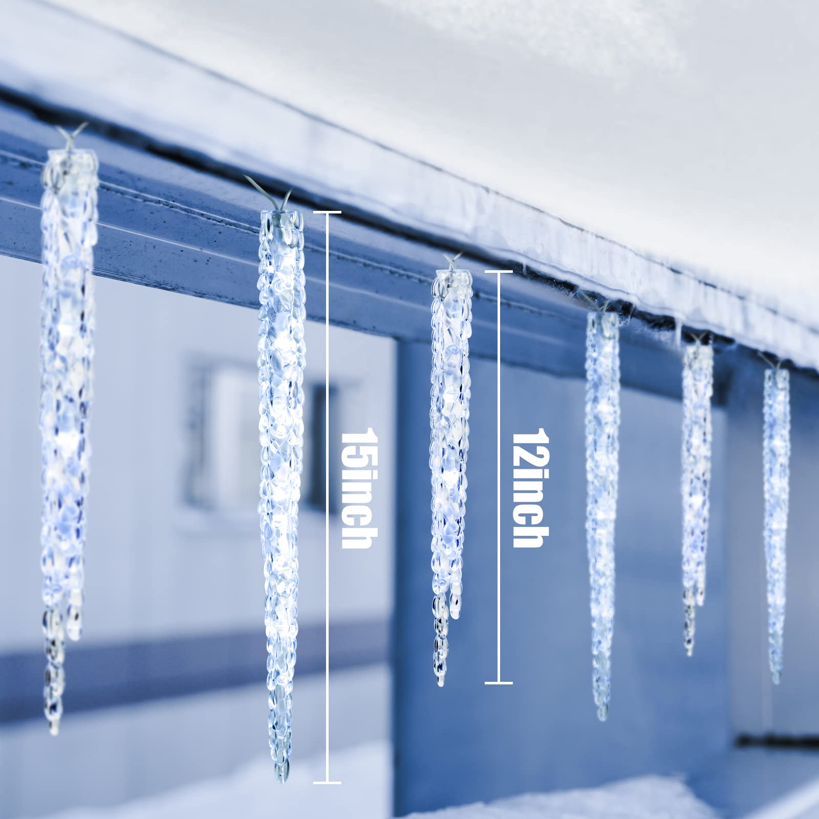 Brightown Icicle Lights 100 LED 13.5ft Waterproof Christmas Lights - 20 Tubes, Cool White, Model JT-EL/FC300V0400-l3
