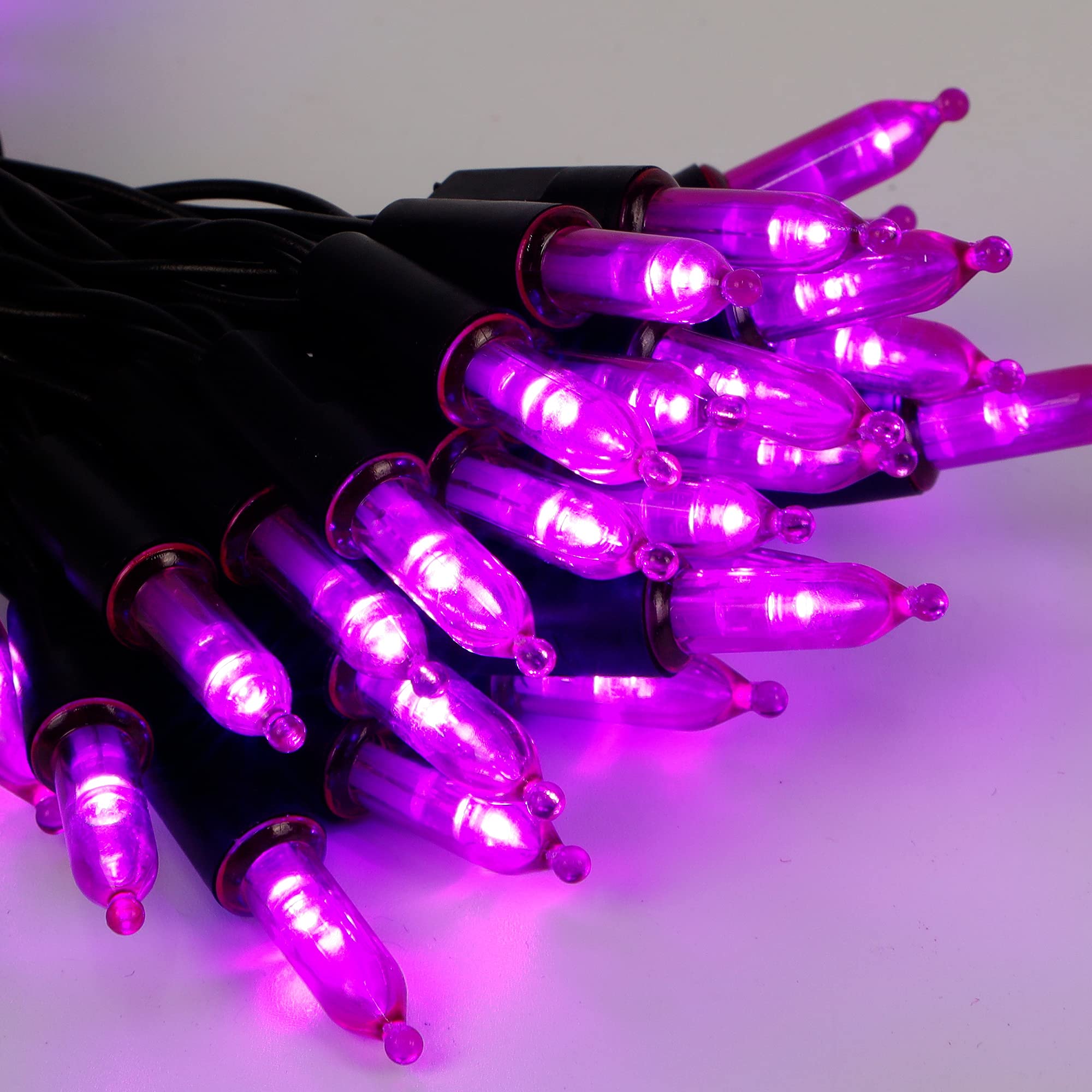 WATERGLIDE 50 LED Outdoor Halloween String Lights, 16 FT, 8 Modes, Waterproof, Battery Operated, Purple