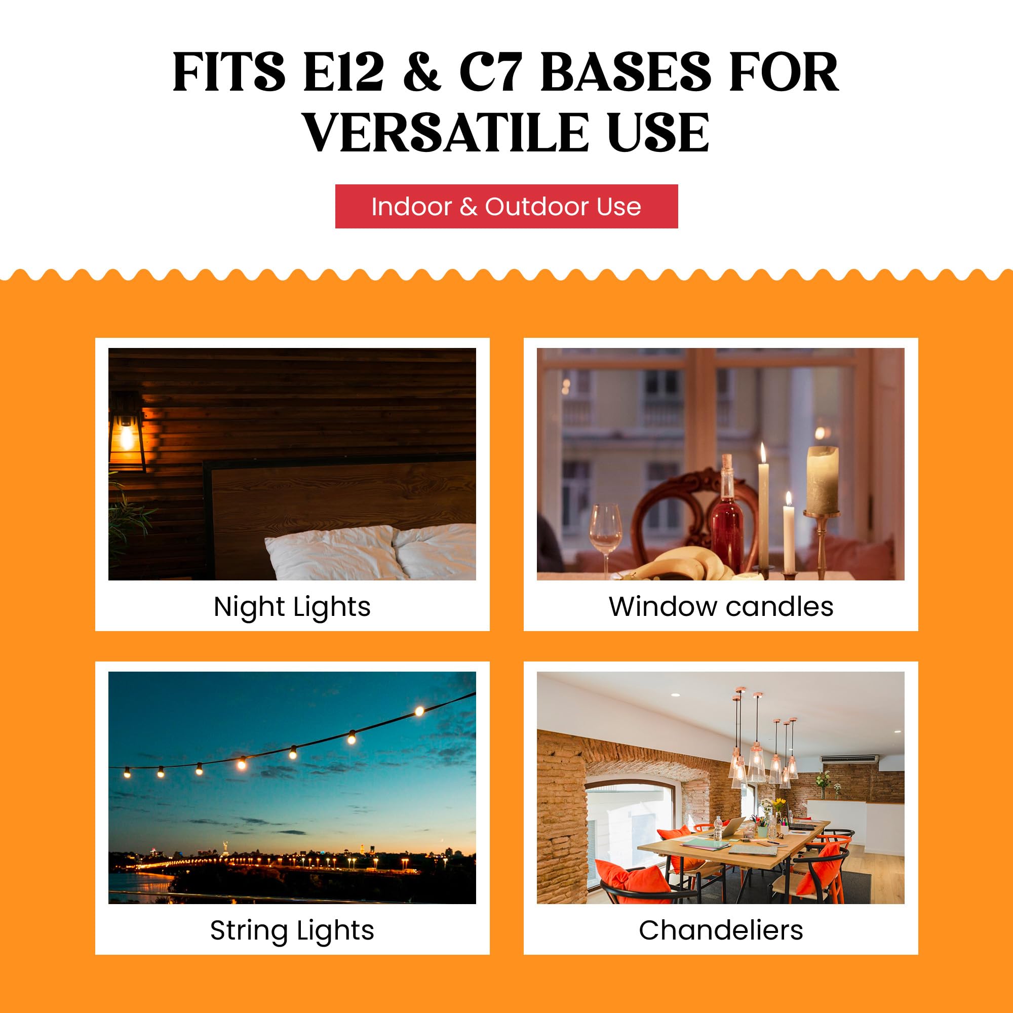 Creative Hobbies® 7W Candelabra Light Bulbs, Clear Glass, 12 Count, Steady Burning, E12 Base, 120V for Electric Candle Lamps & Chandeliers
