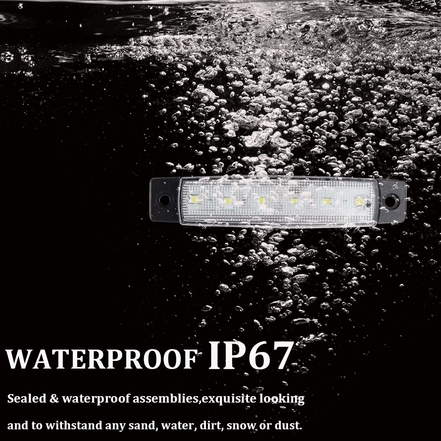 Pseqt Led Boat Interior Lights - Waterproof Navigation Lighting Strip, 10Pcs, White, Pc Lens For Fishing, Pontoon, Kayak, Yacht, Sailboat