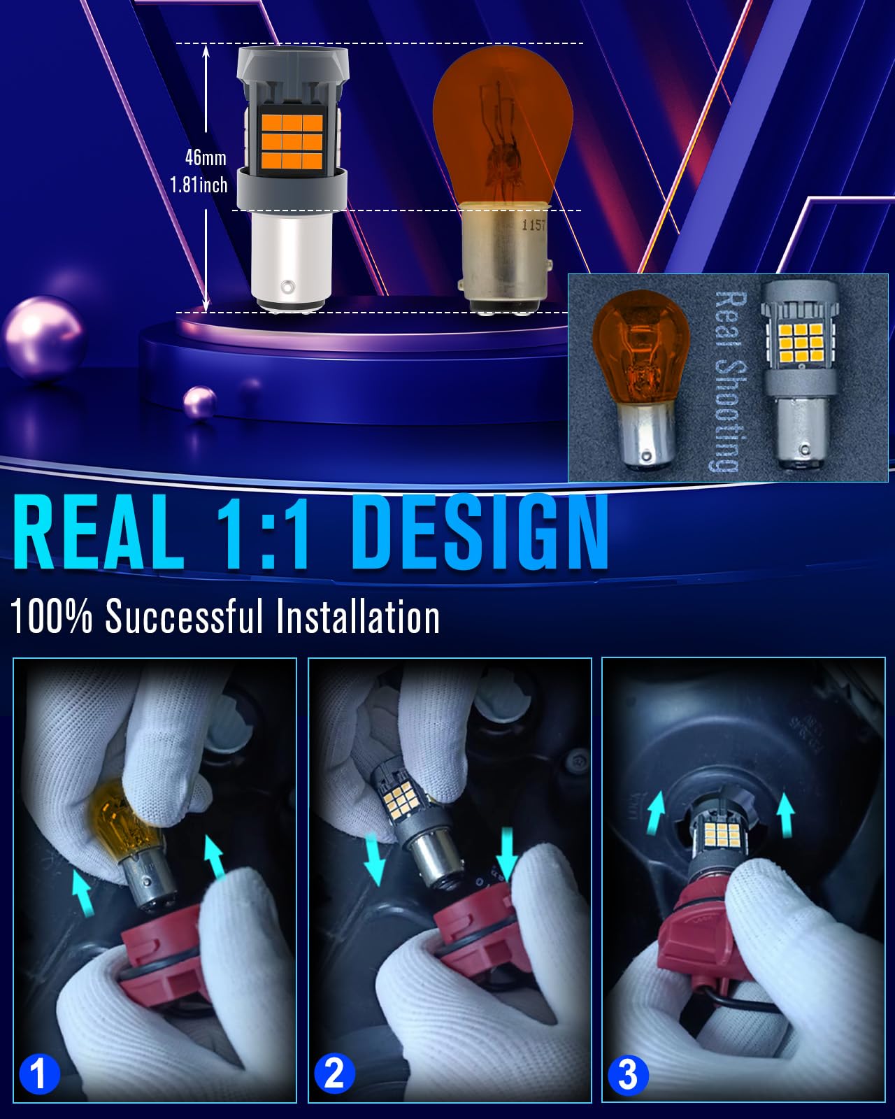 evntyps 1157 LED Bulb Amber Yellow With Built in Resistor 1157NA Turn Signal Bulbs Anti Hyper Flash CANBUS Error Free,1157A 2057