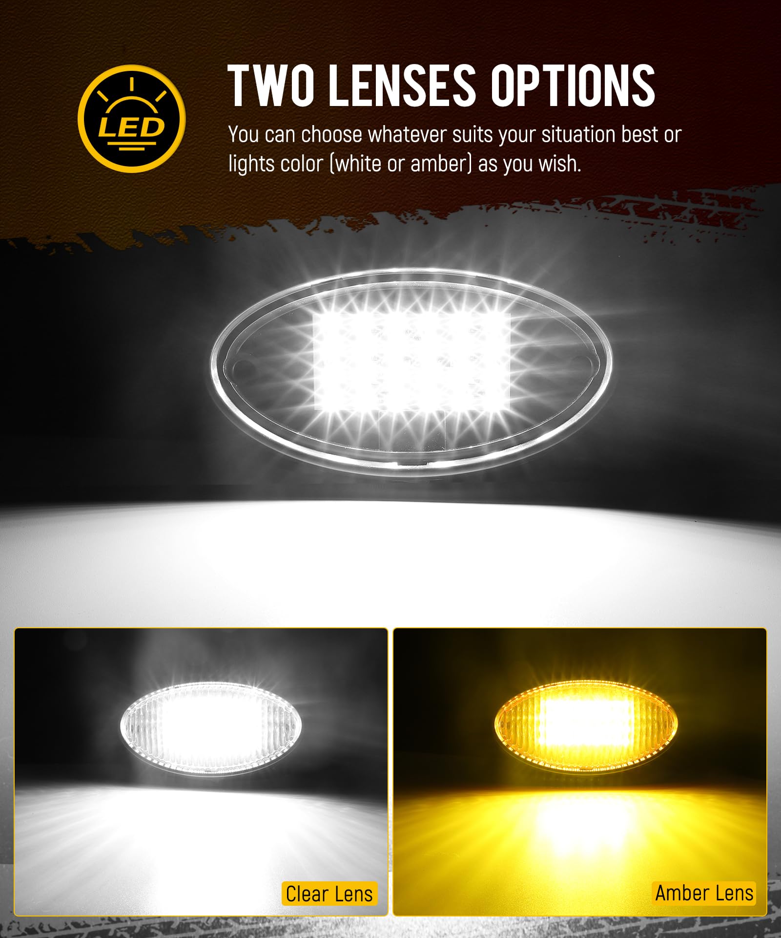 Partsam Oval Led Rv Porch Light With Swith, Exterior Utility Light Replacement For Camper Motorhome Trailer, Black Base W/Snap-On, Clear And Amber Lenses Included