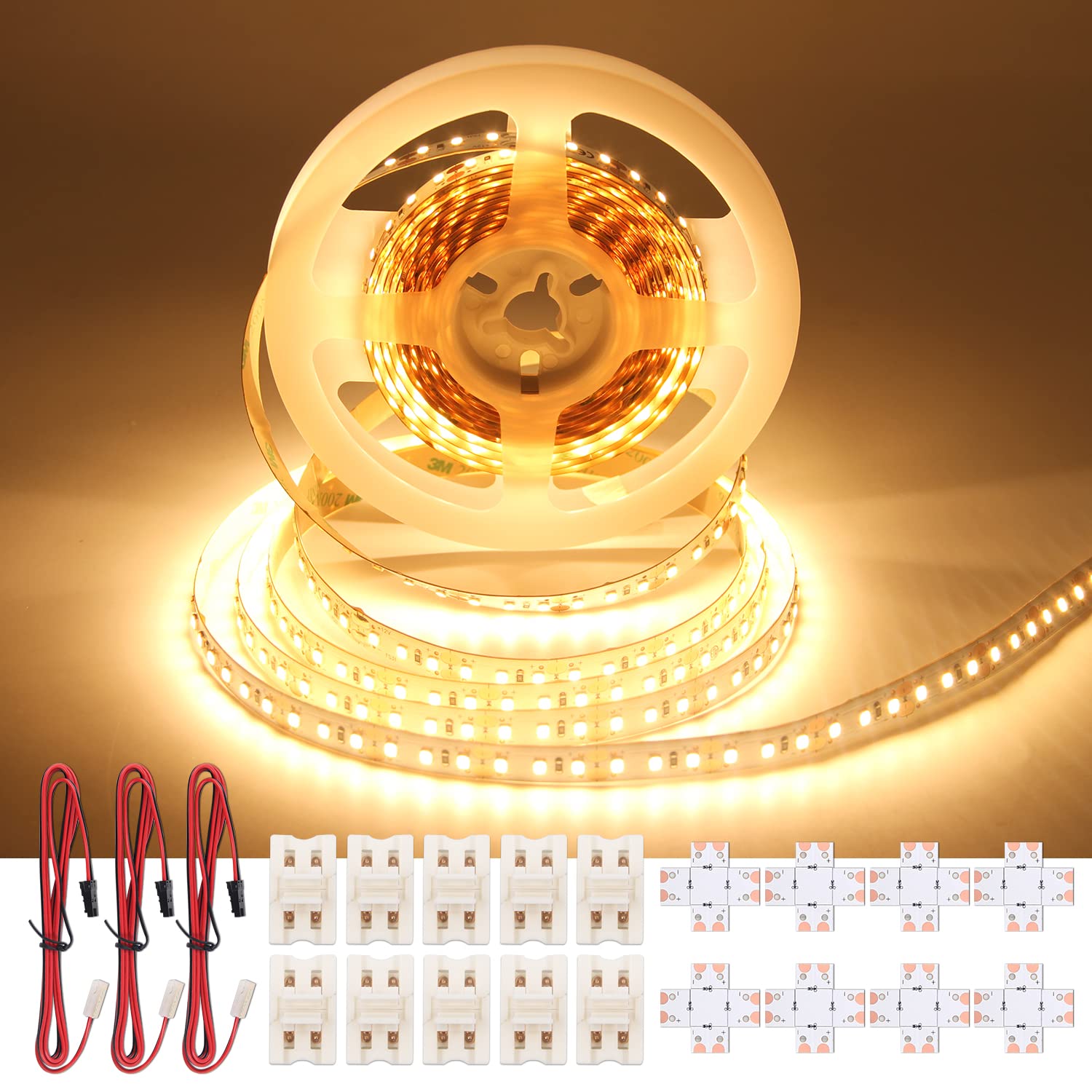 Vst Led Strip Lights Warm White 120Leds/M 1000Lm/M 9.6W/M Led Tape Light 12V 2835 Cuttable Connectable Dimmable Led Strips For Indoor Under Cabinet Etl-Listed,No Driver (2700K-32.8Ft, White)