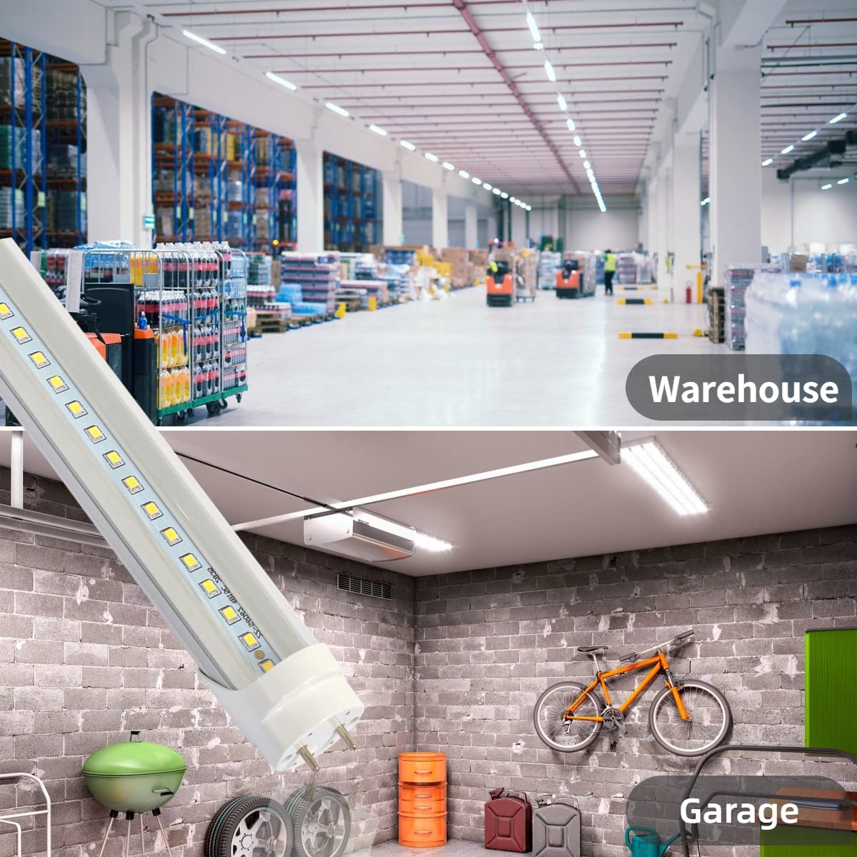 2Ft T8 Led Tube Light,12W(30W Equivalent), 1560Lm,Led Replacement F20T10 T20T12 Flourescent Tube,5000K, Dual Ended Power, Clear