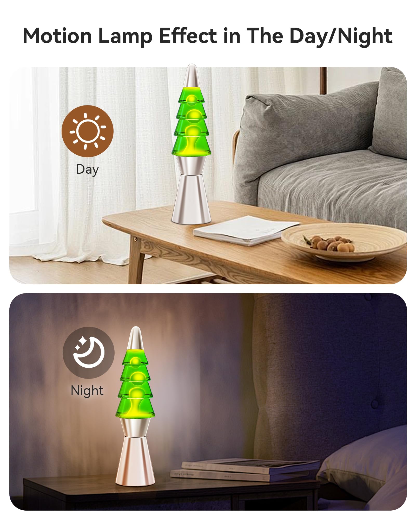 Lazzgan Tree Liquid Motion Lamp - 14.5" Green Metal Table Lamp for Mood Lighting - Perfect Mother's Day Gift and Indoor Decor