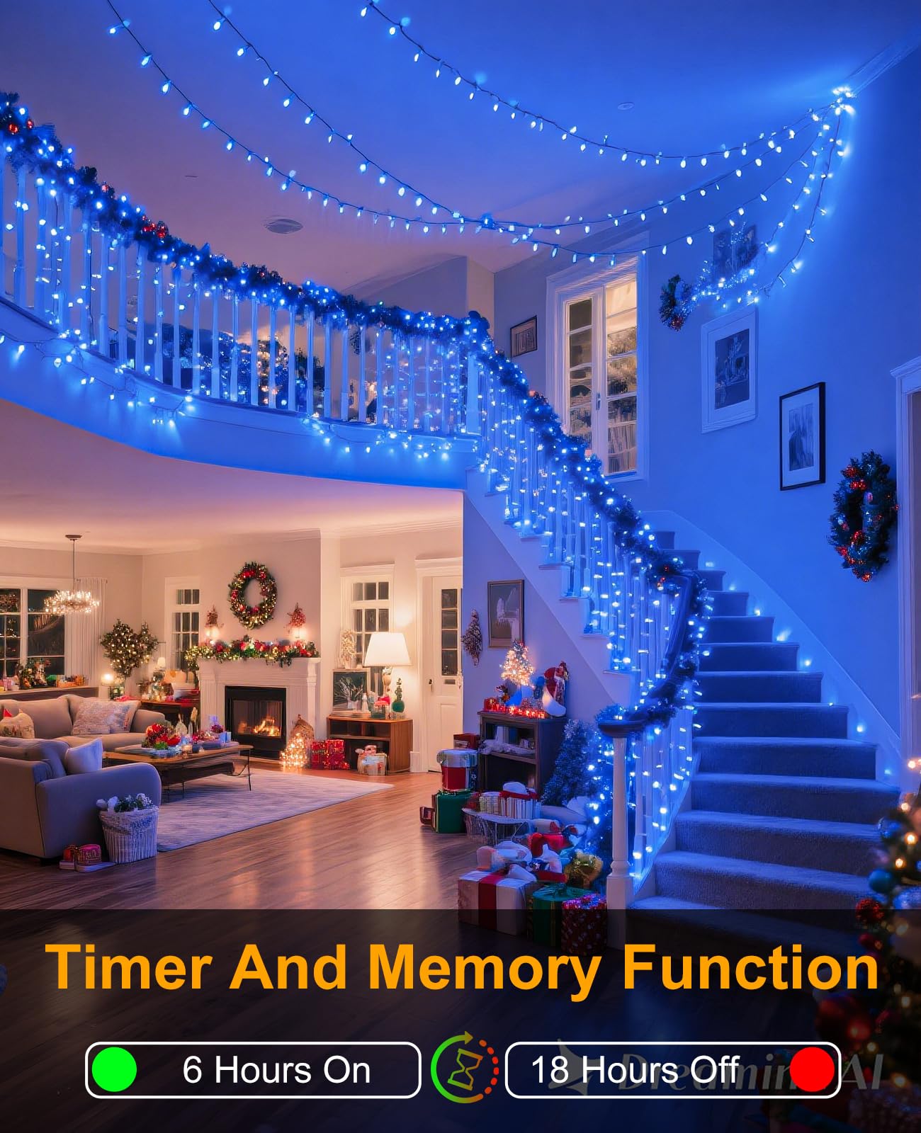 Xmasbokeh 157Ft 480 Led Christmas Lights Outdoor  Plug In Christmas Tree Lights Waterproof  8 Modes Green Wire Fairy String Light For Indoor Home Patio Tree House Holiday Decorations  Blue