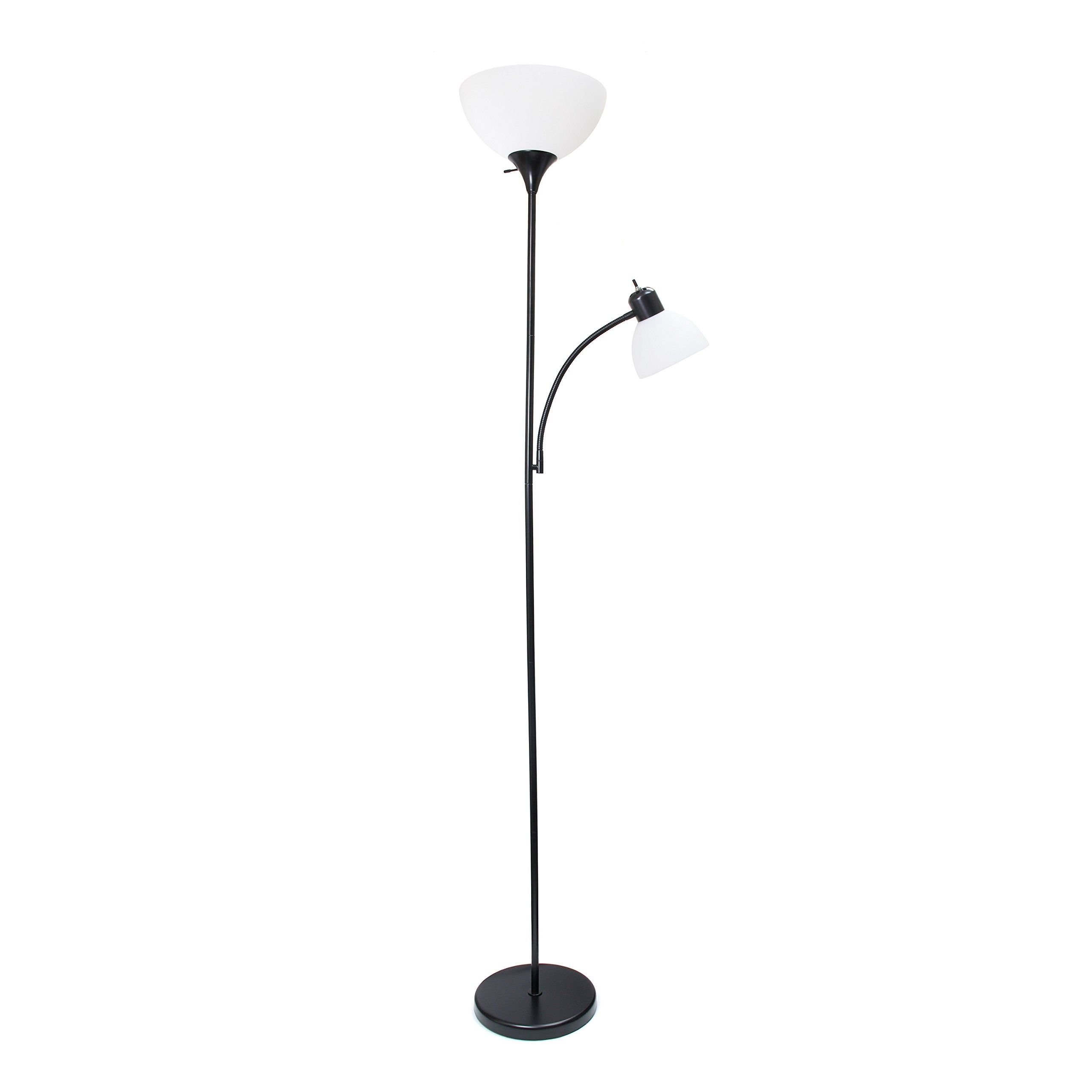 Simple Designs Lf2000-Blk Mother-Daughter Floor Lamp With Reading Light, Black