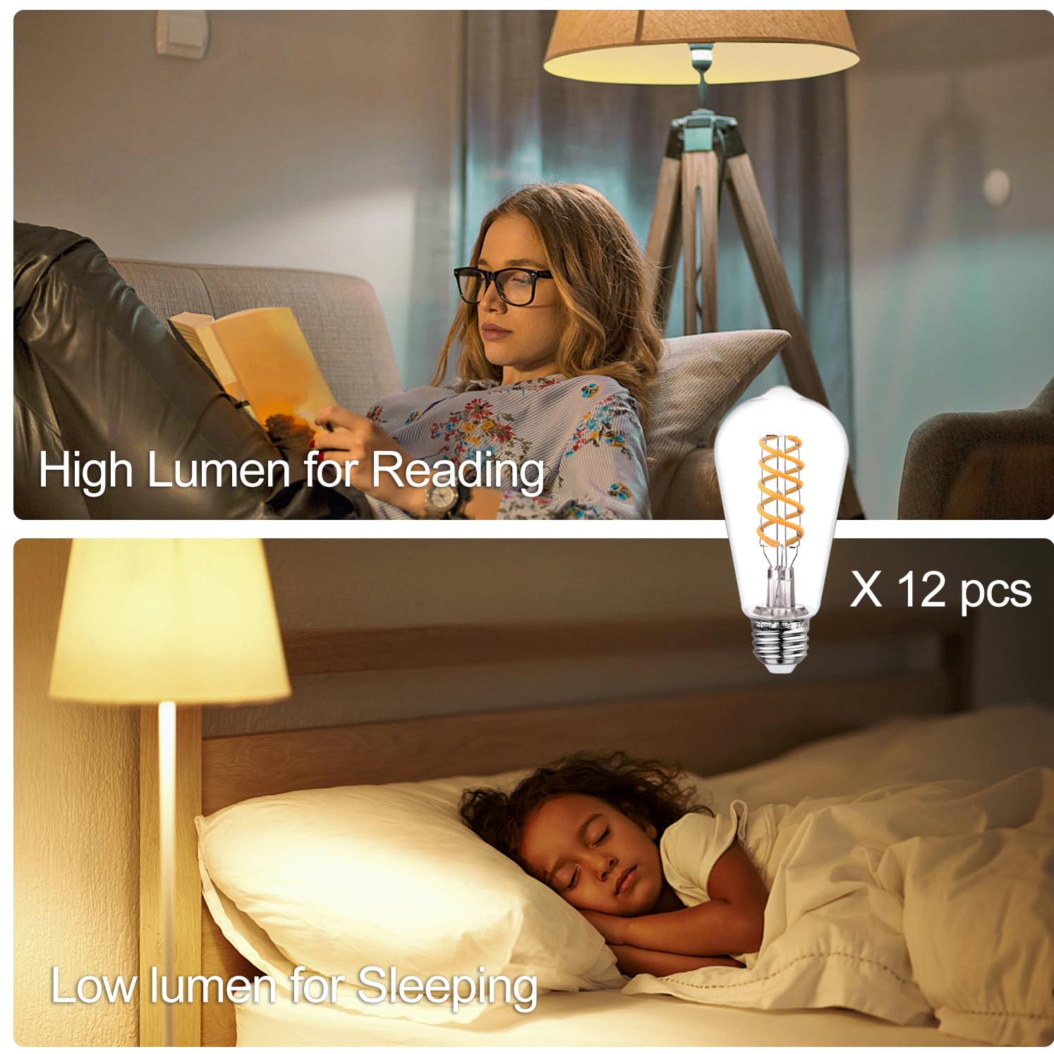 Tiadio St19/St58 Led Edison Bulbs, Warm White 2700K Vintage Light Bulbs, E26 6W Led Bulb Dimmable 600Lm, Antique Decorative Fila