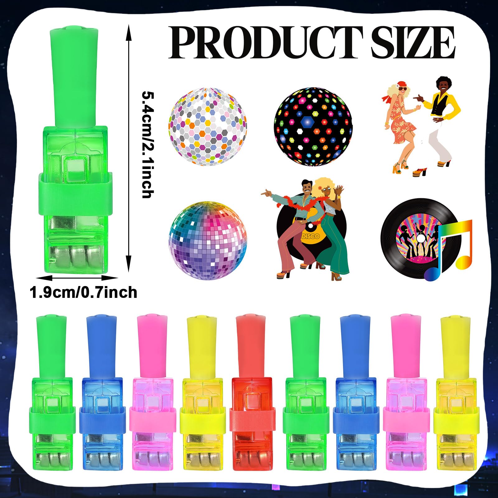 36Pcs 1970S Disco Retro Led Finger Lights 70S Party Favors Glow In The Dark Light Up Finger Lights Y2K Themed Toys Bulk For Kids Birthday Party Goodie Bag Stuffer Birthday Gifts Classroom Prize