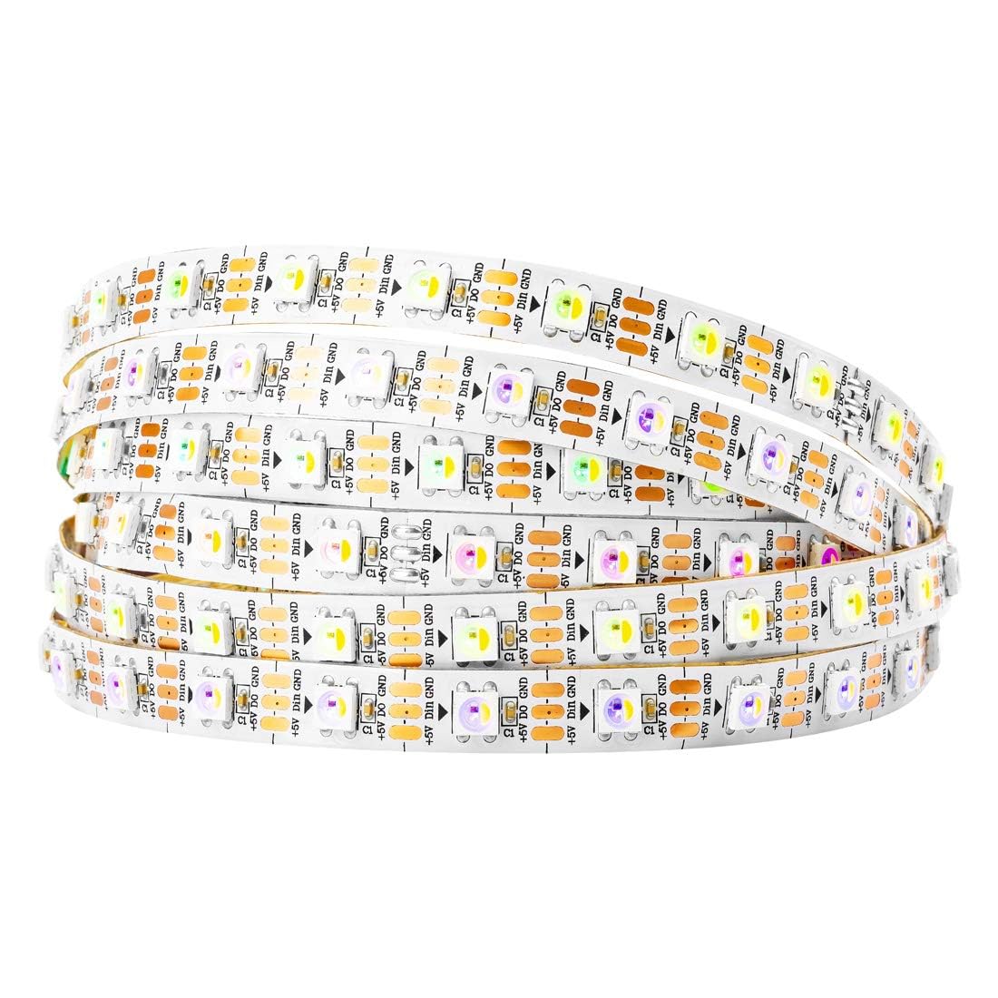 BTF-LIGHTING SK6812 RGBW LED Strip, 16.4ft, 300 LEDs, 60 Pixels/m, White PCB, Rgb+Warm White, IP30, No