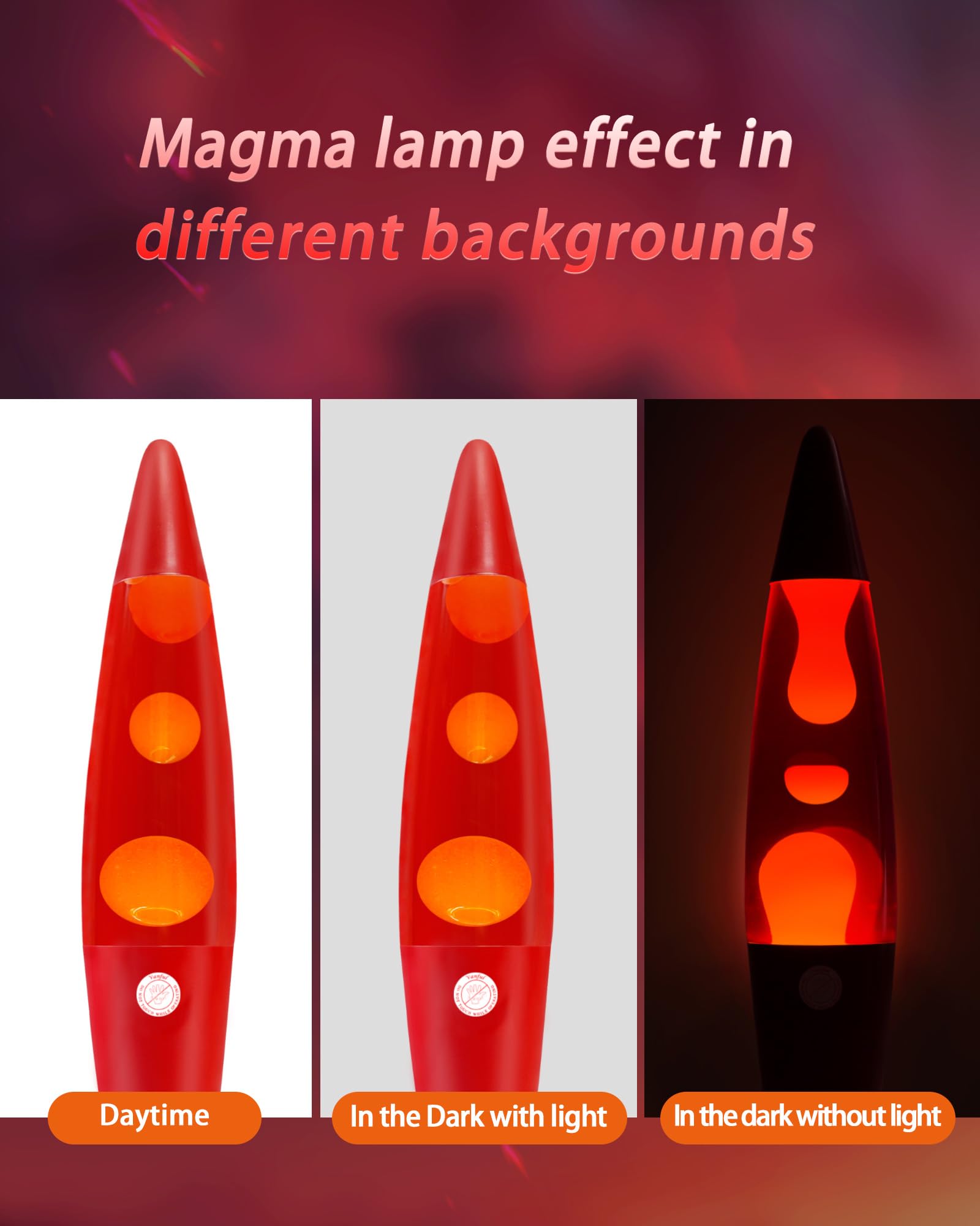 Vanful Liquid Motion Lamp, 16in Red Base with Red Liquid and Orange Wax, Suitable for Kids and mature-themeds, Great for Bedroom and Party Decor