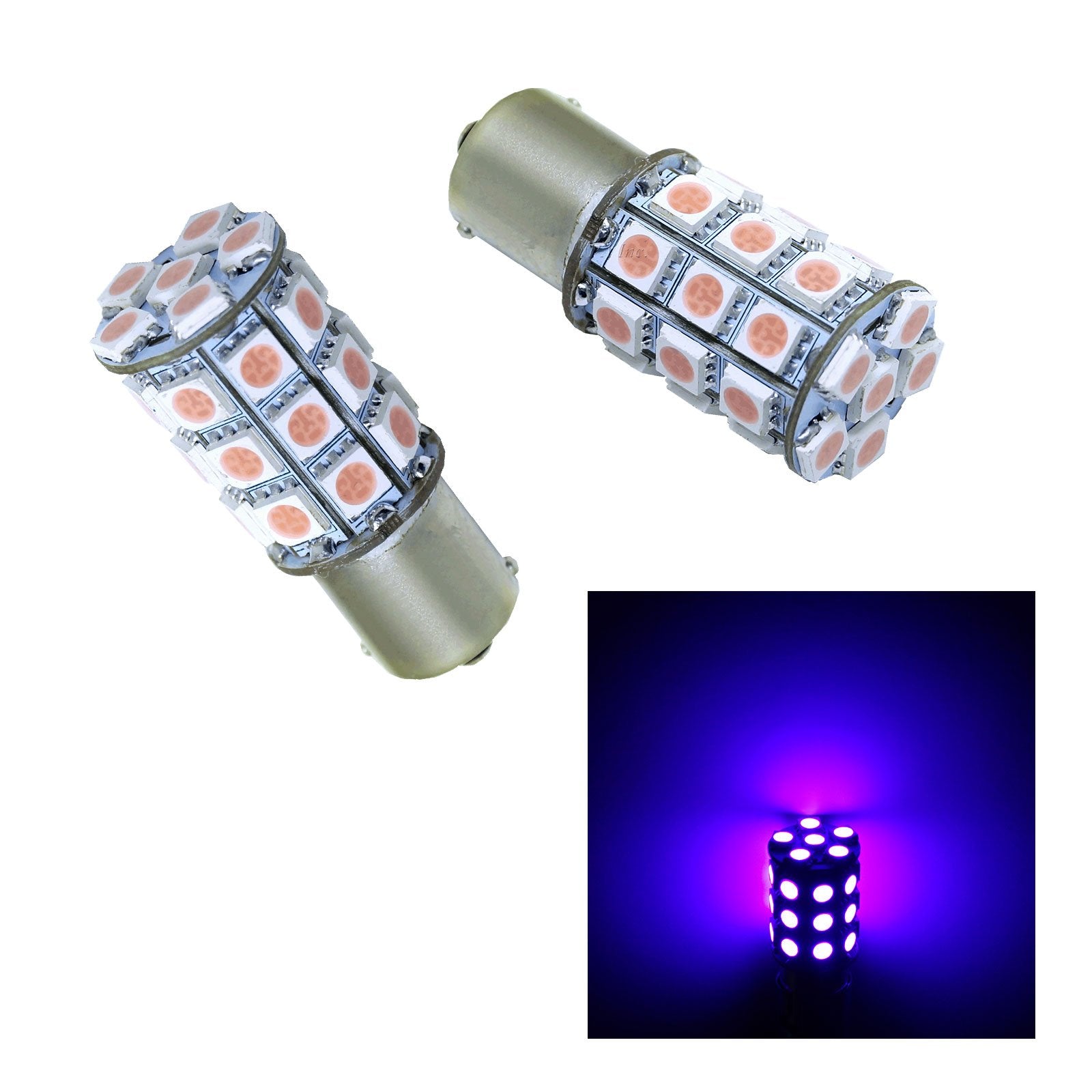 Pa Led 2Pcs 30Smd 1156 Ba15S Purple Auto Bulb 12V For Turn Signal, Side Marker, Stop, Back Up, Tail Light (1073 1003 1093 1129 1