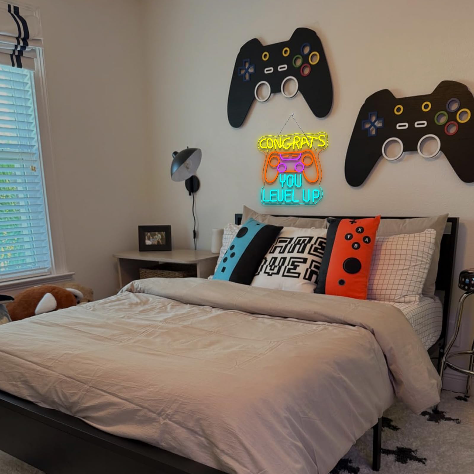 Gaming Neon Signs Congrats You Level Up Neon Sign Console Led Lights For Wall Decor Game Room Man Cave Decor Video Party Great Gift For Game Lovers