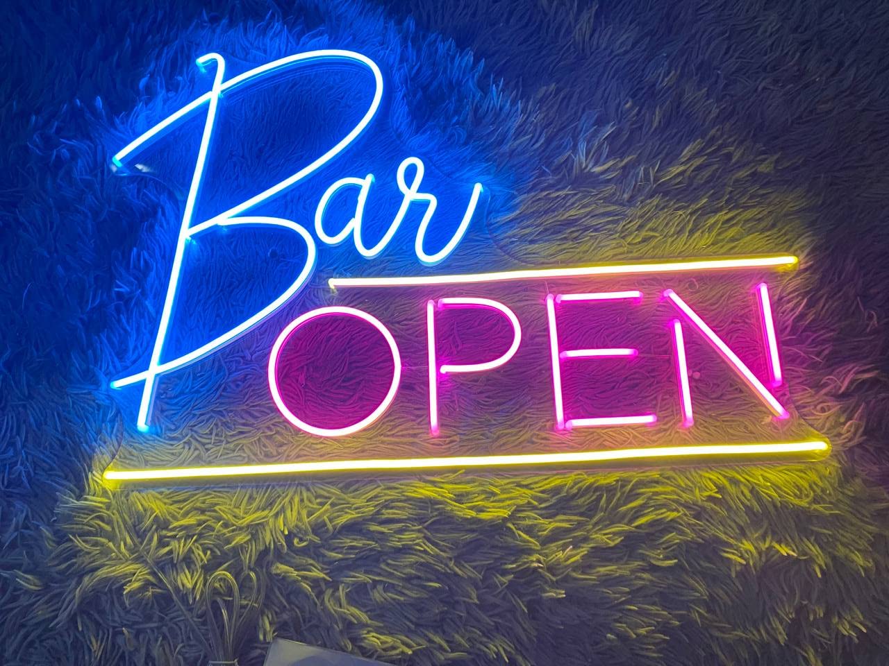 NEONGRAND Open Neon Sign - USB Bar Lights, 24x16 inches, Acrylic, Pink and Ice Blue, Model NN1220113004-24x16