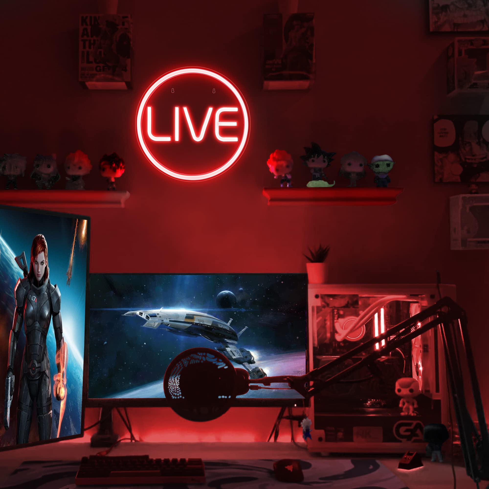 Lumoonosity Live Neon Sign - Red LED On Air Light for Streamers - Extra Large NS-LIVE RED