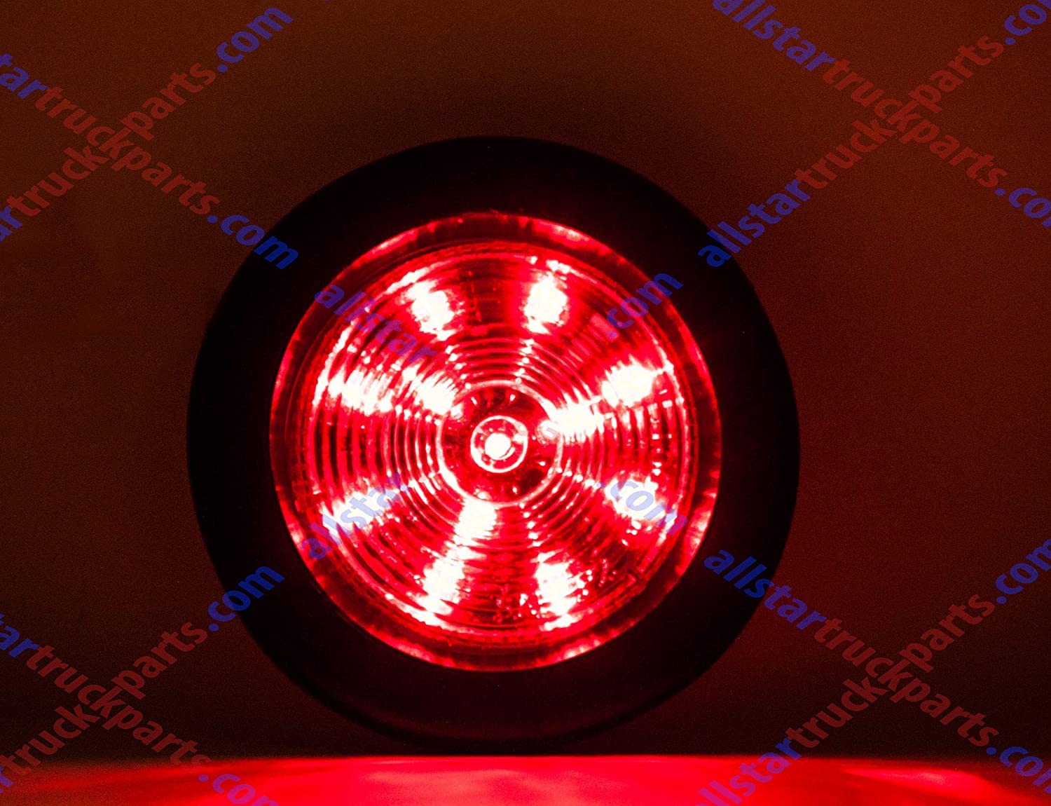 All Star Truck Parts] 2x 2.5 Red 12 Led Round Side Marker Clearance Lights Grommet Flush Mount, Sealed Truck Trailer with Reflex