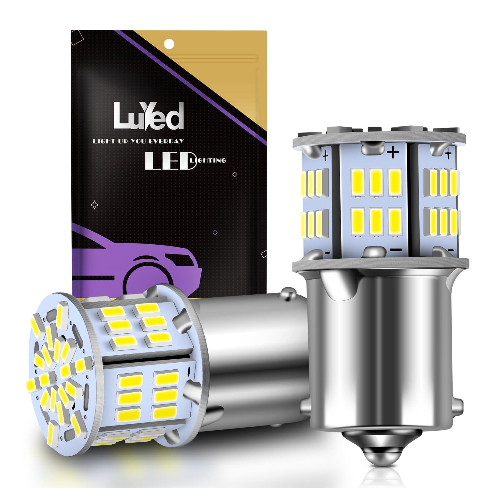 LUYED 1156 LED Reverse Light Bulb,1141 1003 7506 BA15S Bulbs,Super Bright Low Power for Truck Car Tail Lights Rv Lights,White,Pa