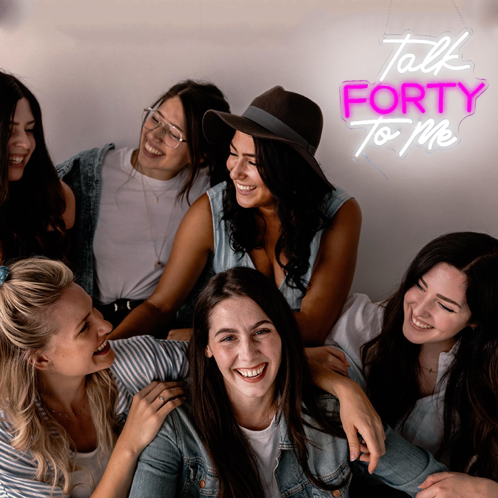 Jesalah LED Neon Sign - Talk Forty To Me - Dimmable 14.2x14.2 inches - B-Pink White - Perfect 40th Birthday Gift and Decor