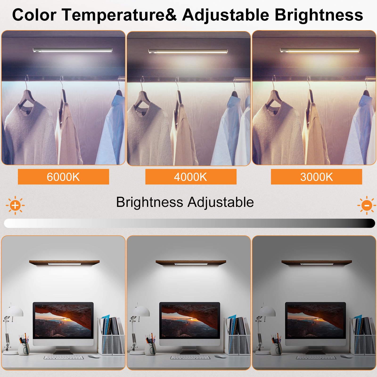 Coolpub Under Cabinet Lighting, Motion Sensor, Rechargeable 2500mAh, Remote Control, 3 Color Temps, Wireless, White, Model HKL1003