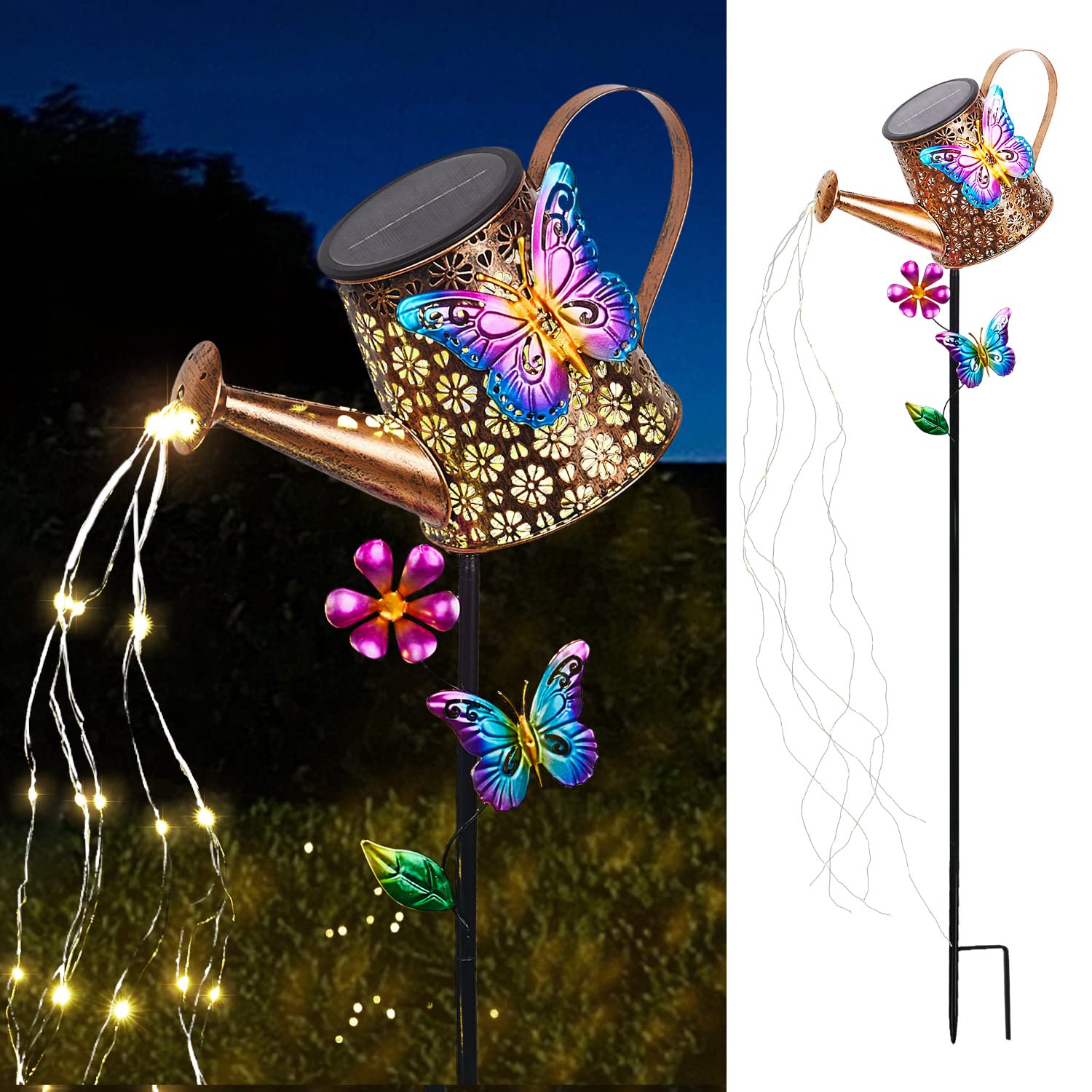 Newinhome Solar Watering Can - Waterproof Garden Stake Light, Bronze, Model Shuihu, Outdoor Decoration for Lawn and Patio