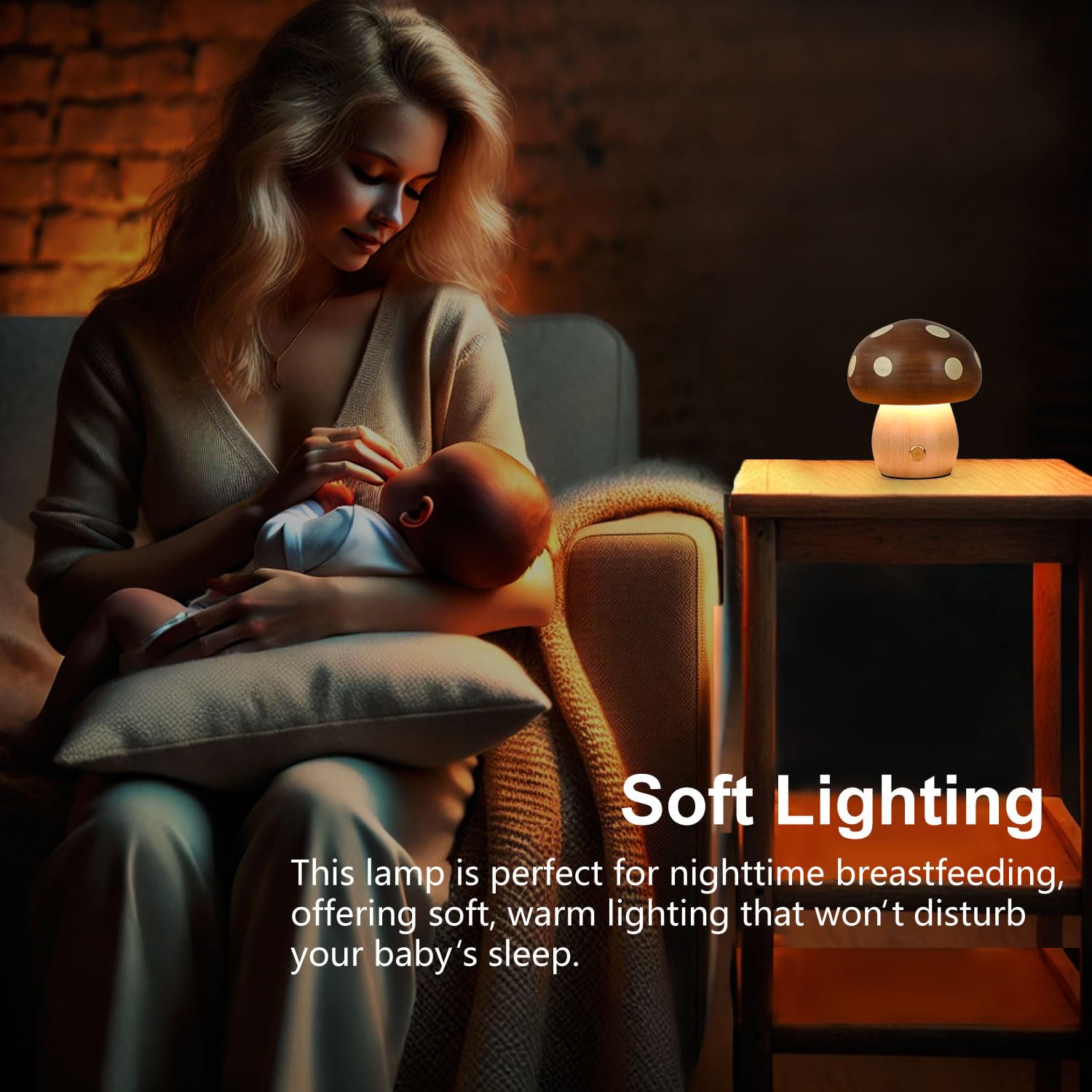 Moroommt Wood Mushroom Lamp  Rechargeable Small Bedside Lamp  Touch Mushroom Night Light Small Lamp For Nightstand  Portable Battery Operated Lights For Bedroom Kids Birthday Gifts