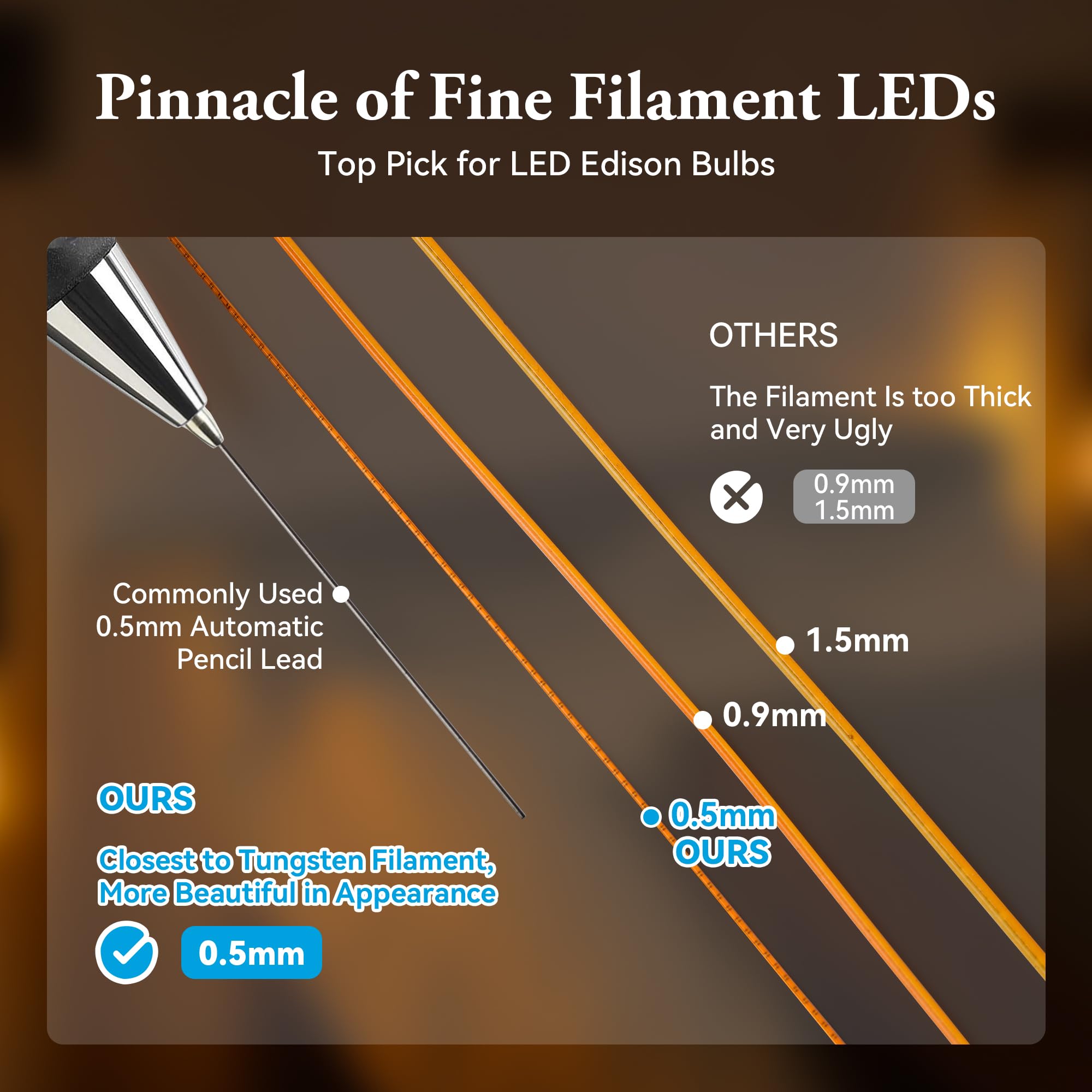 Led Edison Bulb Equal 25W Vintage Amber Light Bulbs 2000K Soft Yellow Light Led Bulbs, Super-Thin Spiral Filament Incandescent W