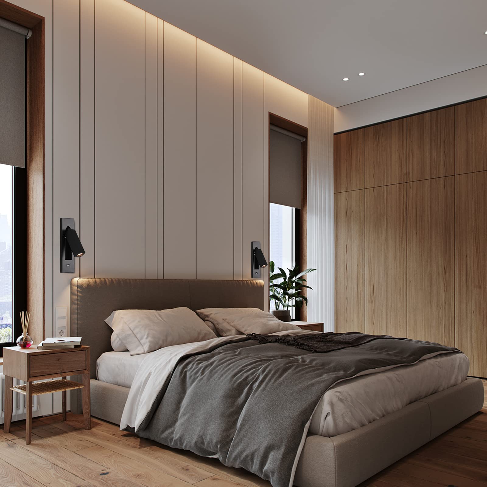 Wall Mounted Reading Light With Usb, Led Bedside Reading Light With Switch, Adjustable Recessed Headboard Reading Lights Wall Sc