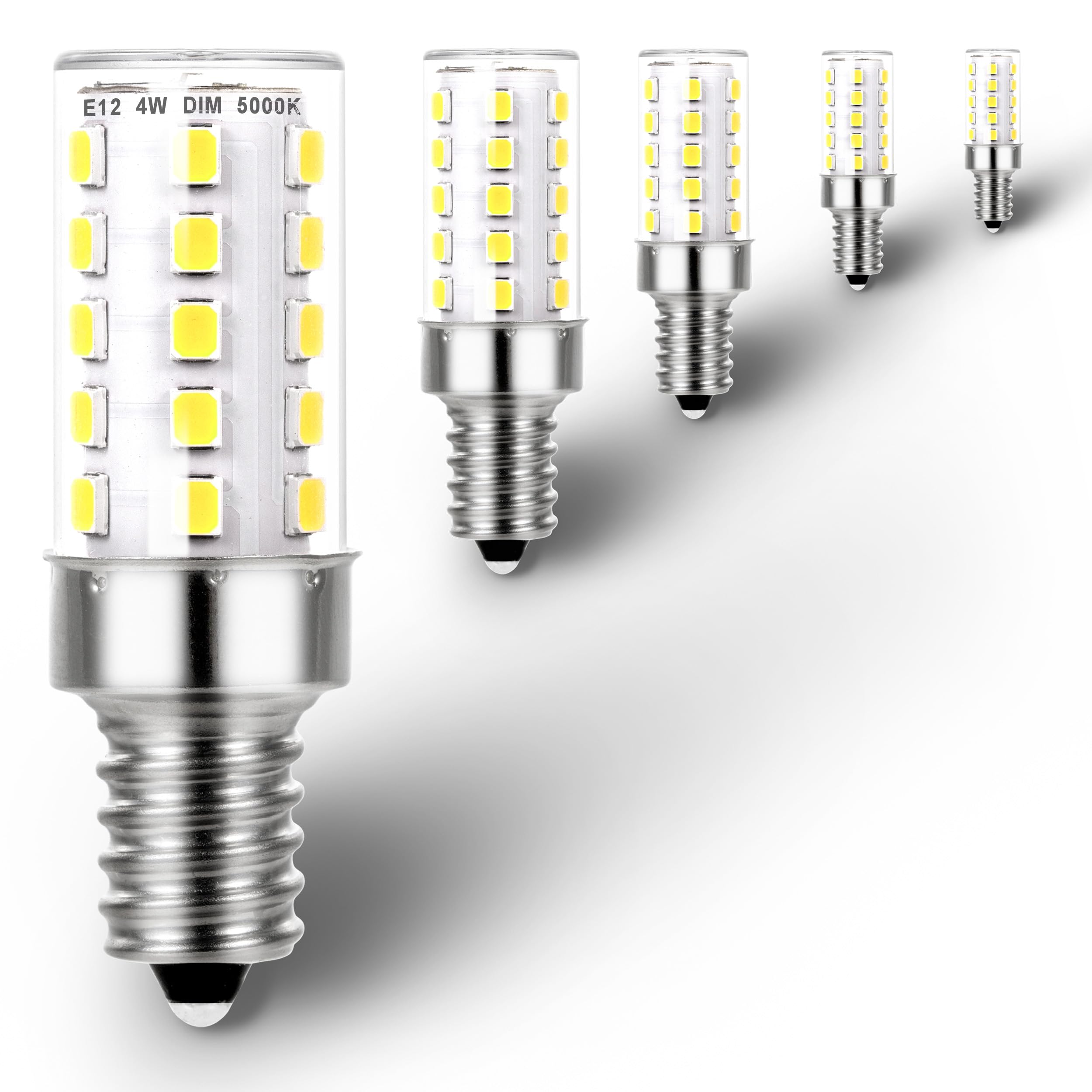 Ziomitus Dimmable E12 C7 5000K Daylight White Candelabra Led Light Bulbs 4W, E12 Kx-2000 25W-40W Halogen Equivalent, T6 Small Ba