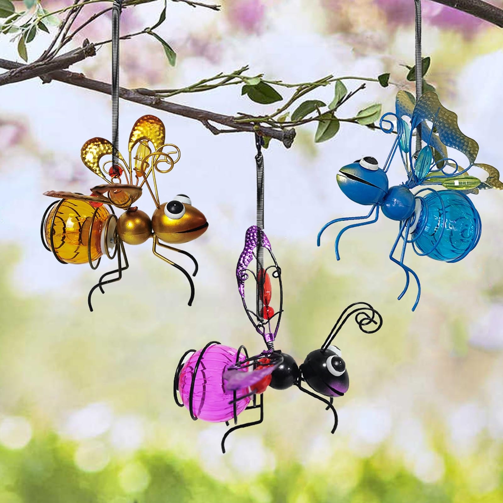 Whbbbj Solar Lantern Garden Decor, LED Dragonfly, Waterproof, One Size, Yellow