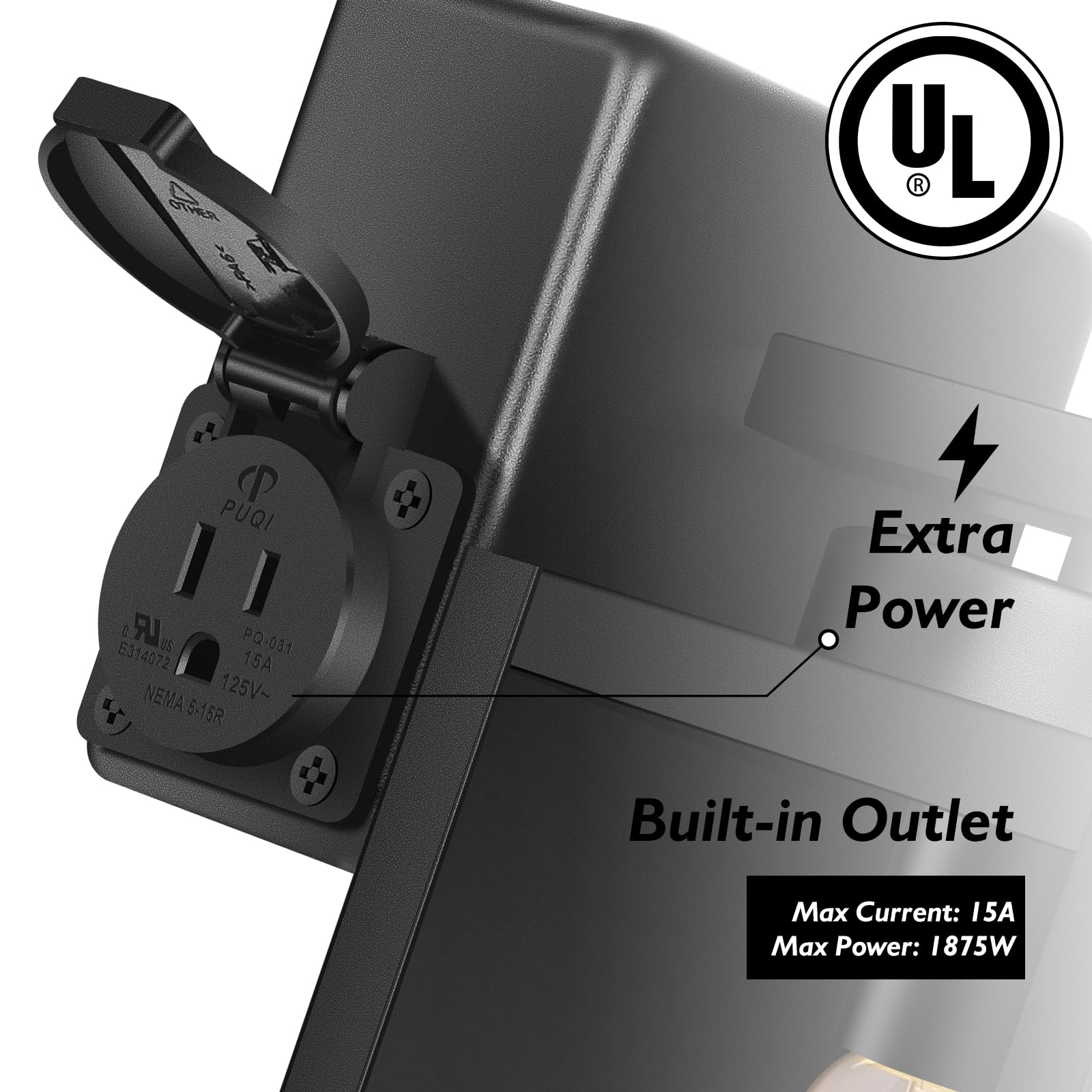 Beslowe Black 2-Pack Outdoor Porch Lights With Ul Outlet, Waterproof Wall Sconces For Front Door