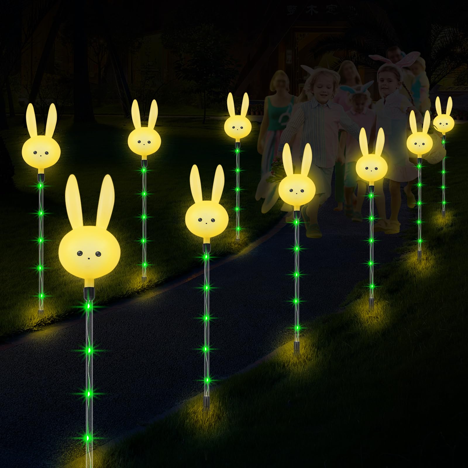 X-Giftkey Solar Bunny Path Lights Outdoor,3Packs Garden Gifts Decor Lights,Unique Camping Gifts Decorations,Waterproof,8 Modes,S