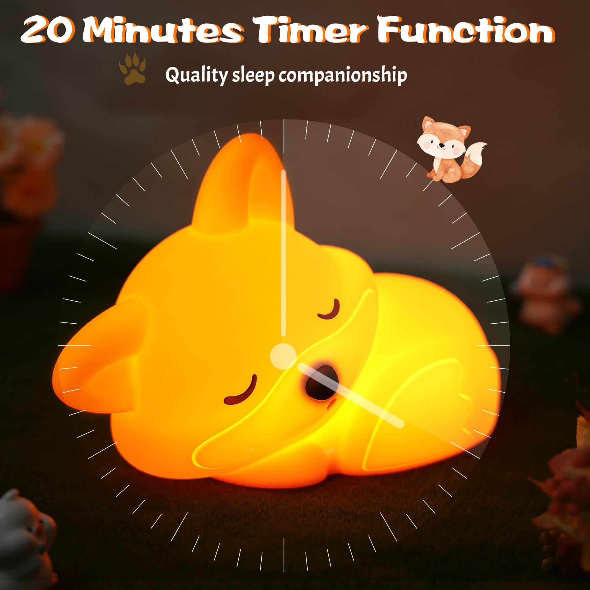 Lampeez Fox Night Light  Cute Fox Gifts  Soft Silicone Lamp Nursery Nightlight Led Touch Light  Bedroom Decor As Xmas Birthday Gift For Boys Girls