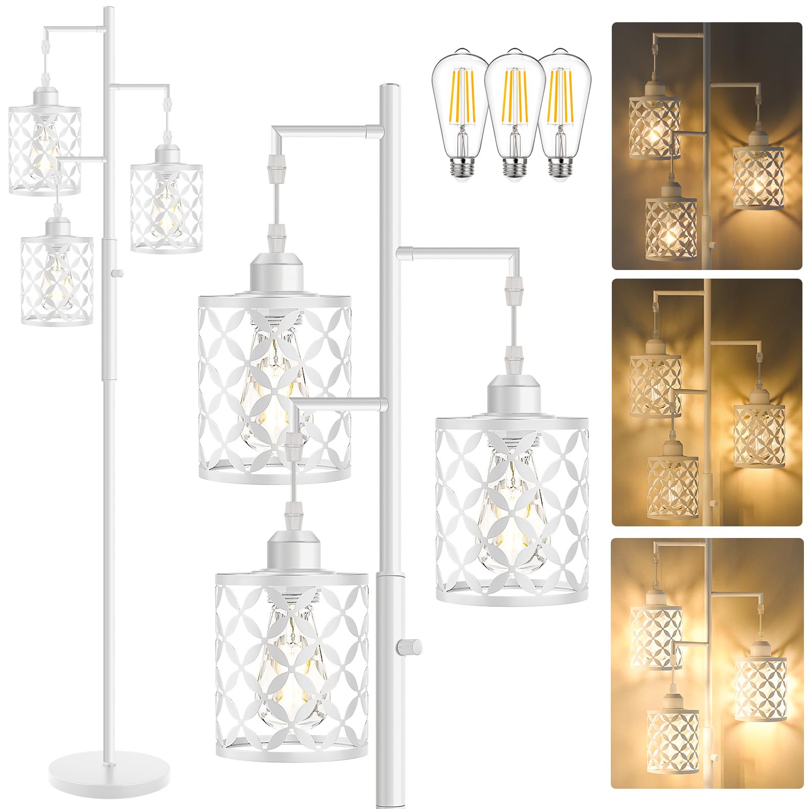 ?Upgraded?72'' Tall Dimmable Floor Lamp, Modern Standing Lamp With Elegant Metal Cages, Industrial Tree Floor Lamps For Living R