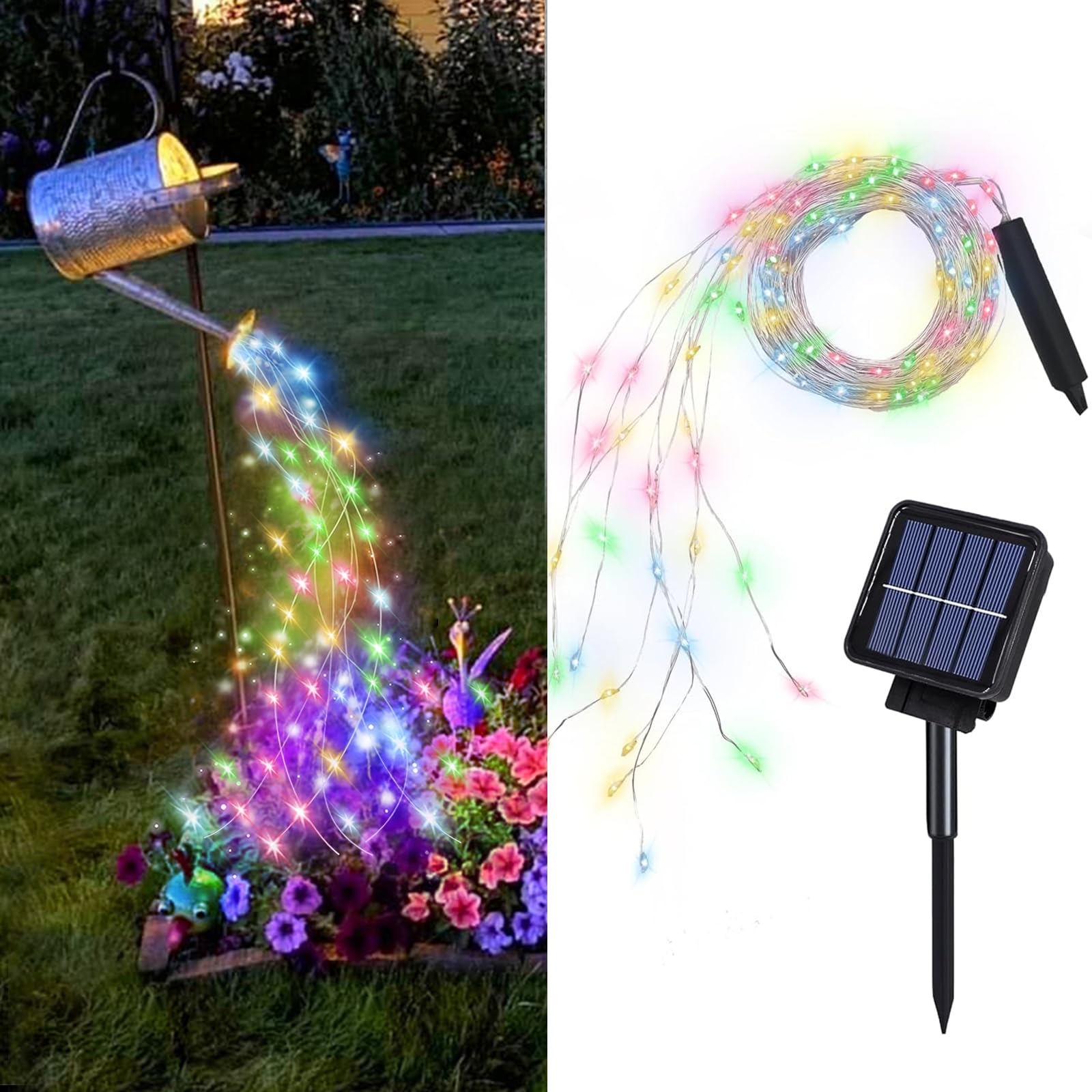 VOOKRY 10 Strands 200 LEDs Solar Fairy Lights Outdoor Waterproof, Solar Powered String Lights 8 Modes DIY Watering Can Lights fo