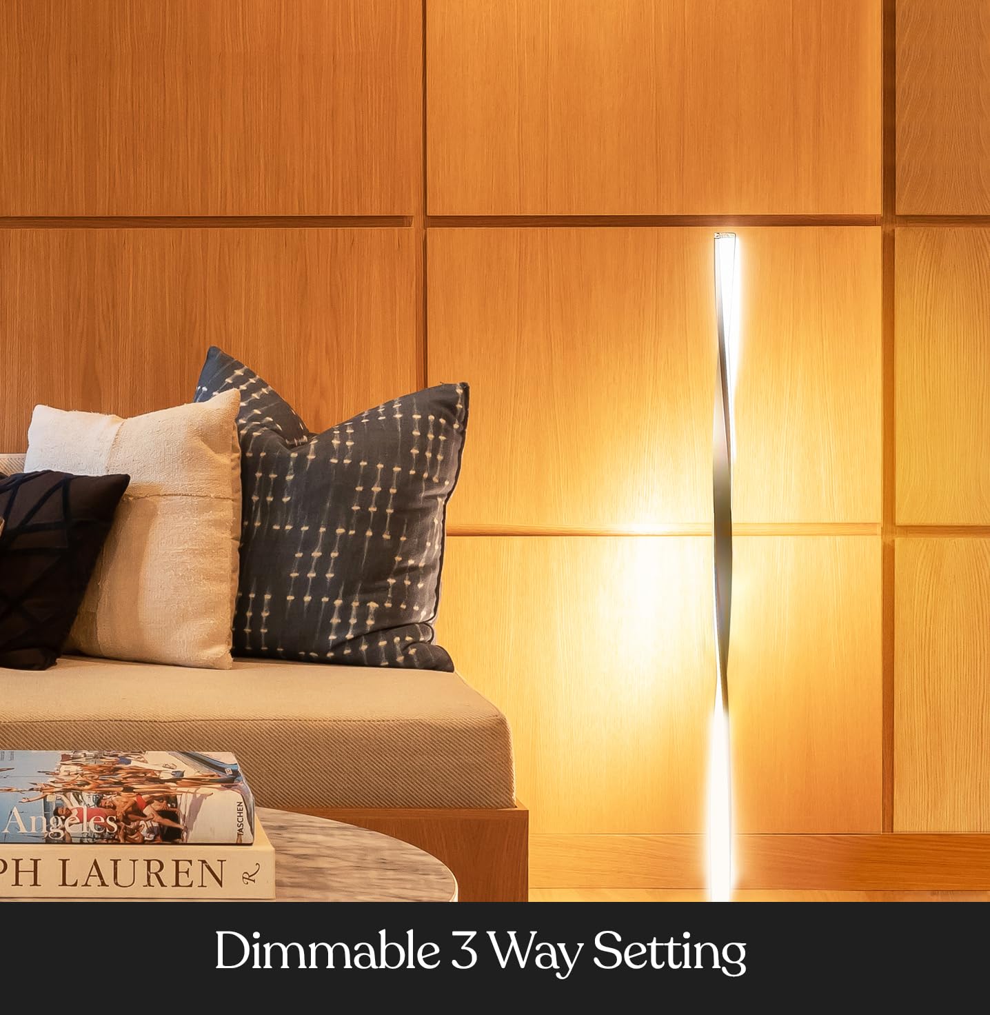 Brightech Helix LED Floor Lamp - 48in Tall, Dimmable, Metal, Warm White Light, Platinum Silver, Model BT-FL-HLX-SLVR