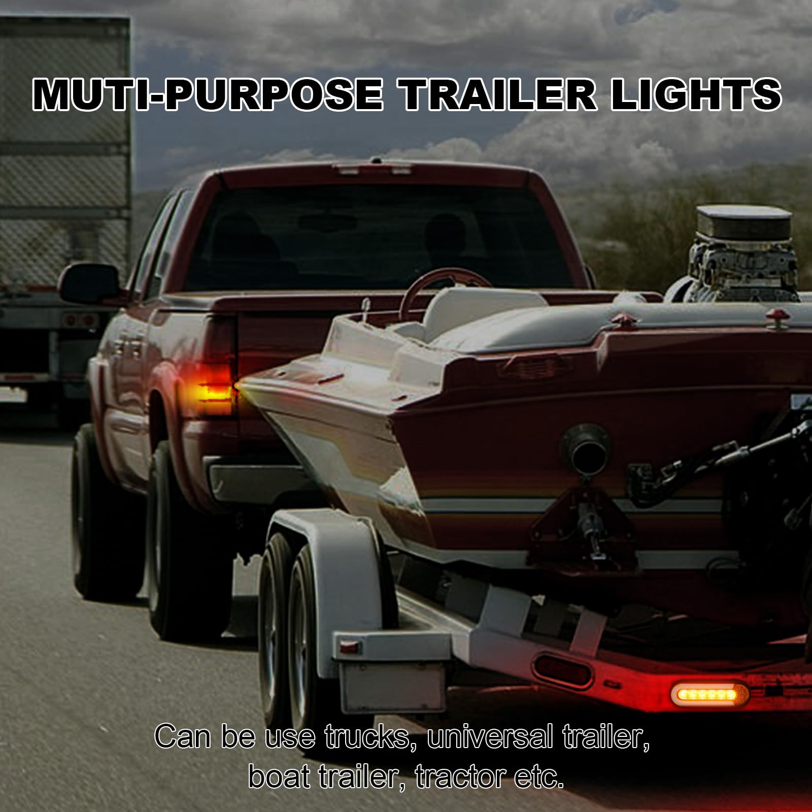 Agrieyes 6 Inch Oval LED Trailer Lights - Submersible Boat Light with Brake, Turn, Reverse & Backup Signal, DOT Compliant, Red/White/Yellow