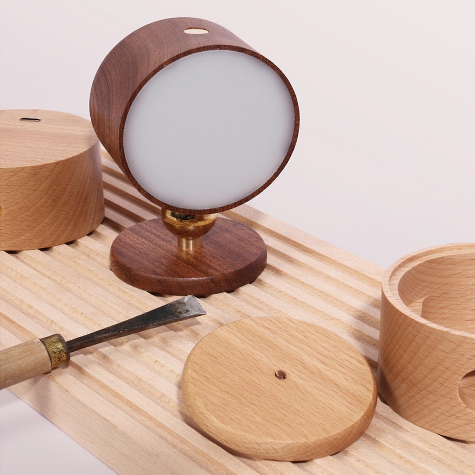 Landgoo Wooden Led Wall Sconce Set Of 2, 360 Rotatable Dimmable Wall Lights Rechargeable Battery Operated Magnetic Night Light F