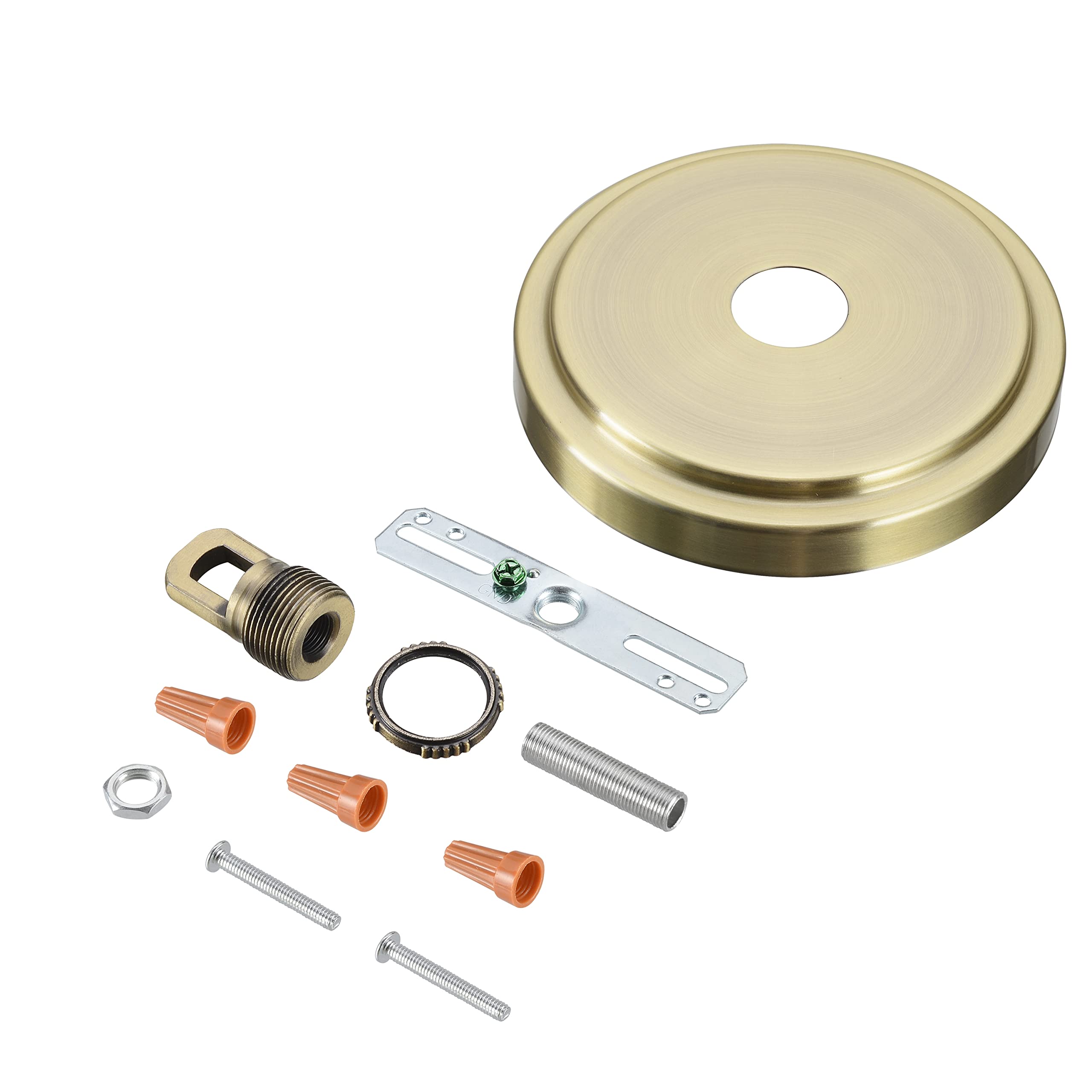 Aspen Creative 21507-41, Transitional Chandelier & Light Fixture Canopy Kit w/Collar Loop, Antique Brass, 5-1/8 Diameter, 1 Cent