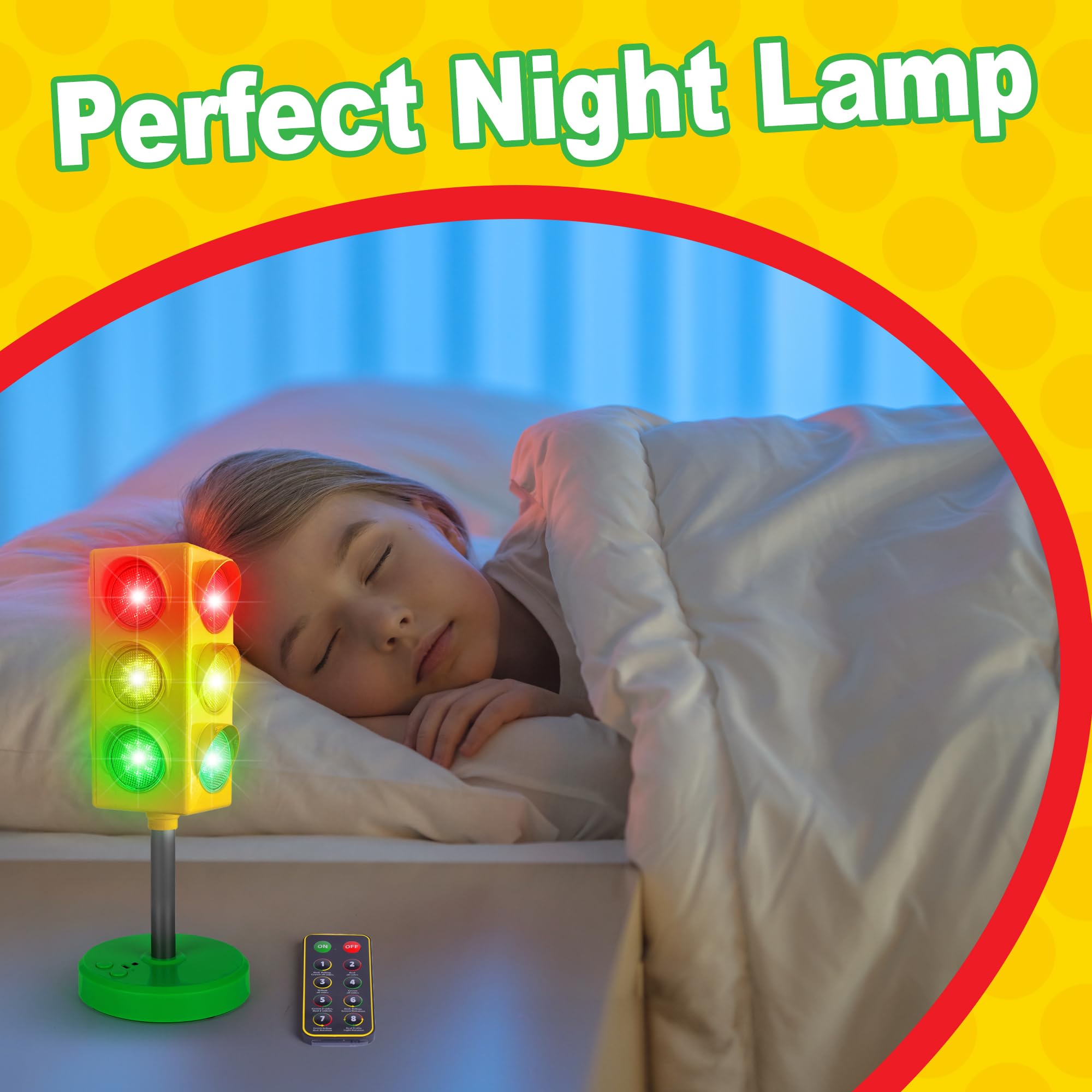 ArtCreativity Traffic Light Lamp - Traffic Light for Kids with Wireless Remote - 8 Different Light Patterns - Classroom Traffic