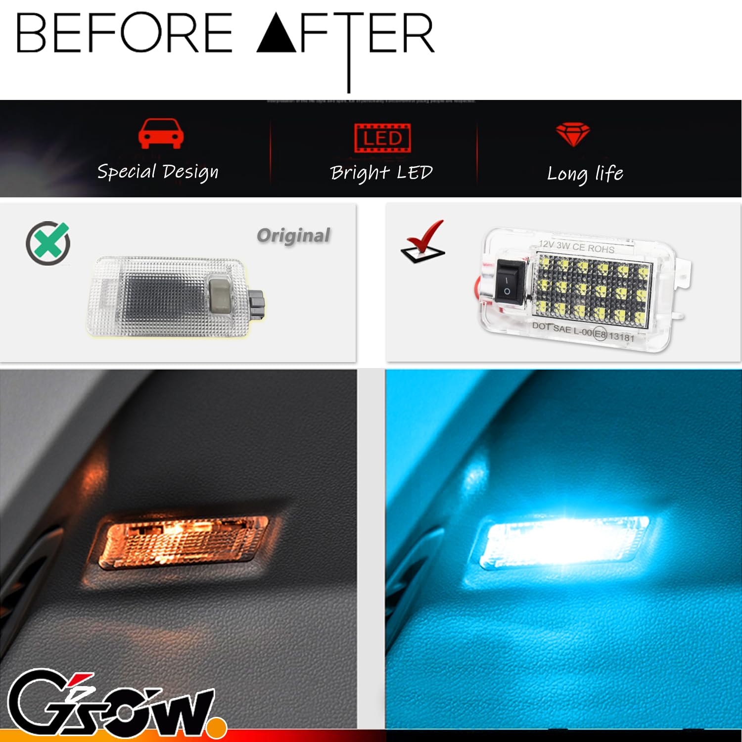 GSOWO Led Cargo Lamp for Toyota RAV4 2022-2025, Ice Blue Trunk Ceiling Light, Decorative Atmosphere Lamp, 1 PC