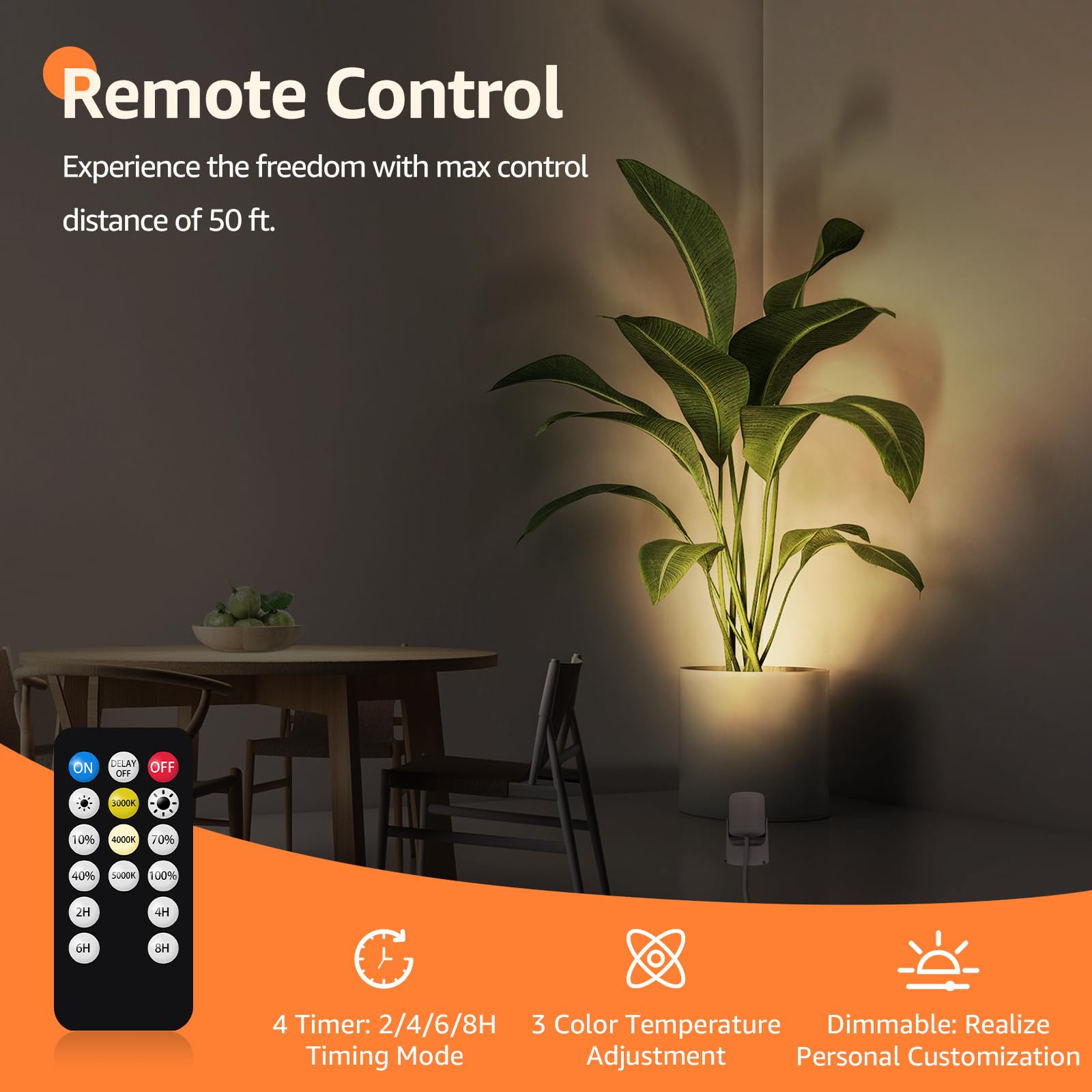 URTOM 3W Uplighting LED Spot Lights, Dimmable, 3000K/4000K/5000K, White, Model SHWS03G02W,