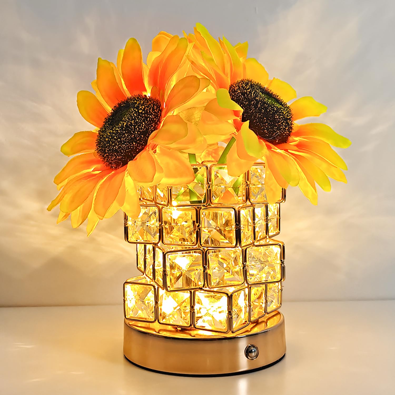 Komothala Sunflower Gifts for Women, 4000mAh Rechargeable Flower Lamp with 3-Color Stepless Dimming, Touch Control Cordless Tabl
