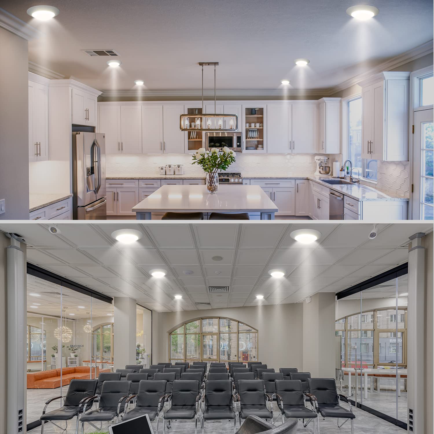 Greenlux 7.5'' Flush Mount Disk Led Lights Suit For 5/6 Recessed Can Or 4'' J-Box, 5Cct Adjustable Surface Mount Ceiling Light,