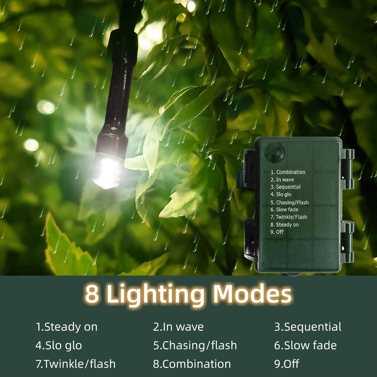 2 Pack Battery Operated String Lights, Each 16.5 Ft 50 Led String Lights Dark Green Wire With Remote Timer 8 Modes Fairy Lights For Bedroom Garden Party Garlands Christmas Tree Decor(Cool White)