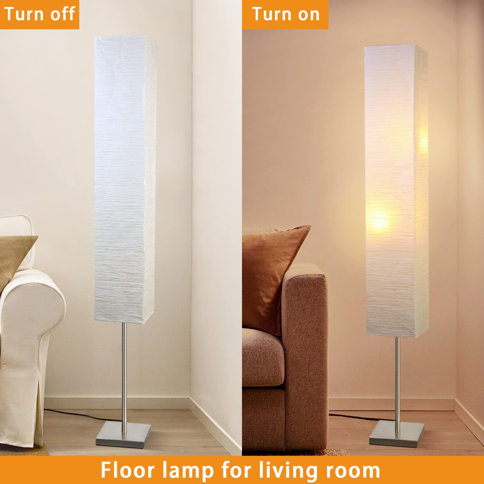 Jomshine Modern Floor Lamp - Dimmable 3 Levels, 55'' White Paper Tall Lamp for Office, Kids Room, Home Decor, Model X5-CJ2P-I93J