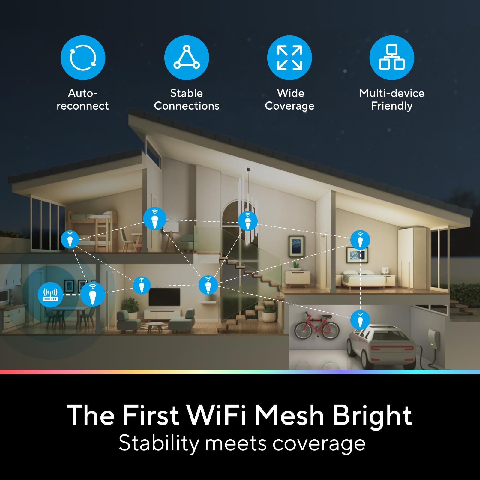 U-tec Smart Light Bulbs A19-C1, 1100 Lumen, WiFi & Bluetooth, 4 Pack, RGB Color Changing, White, 90+ CRI