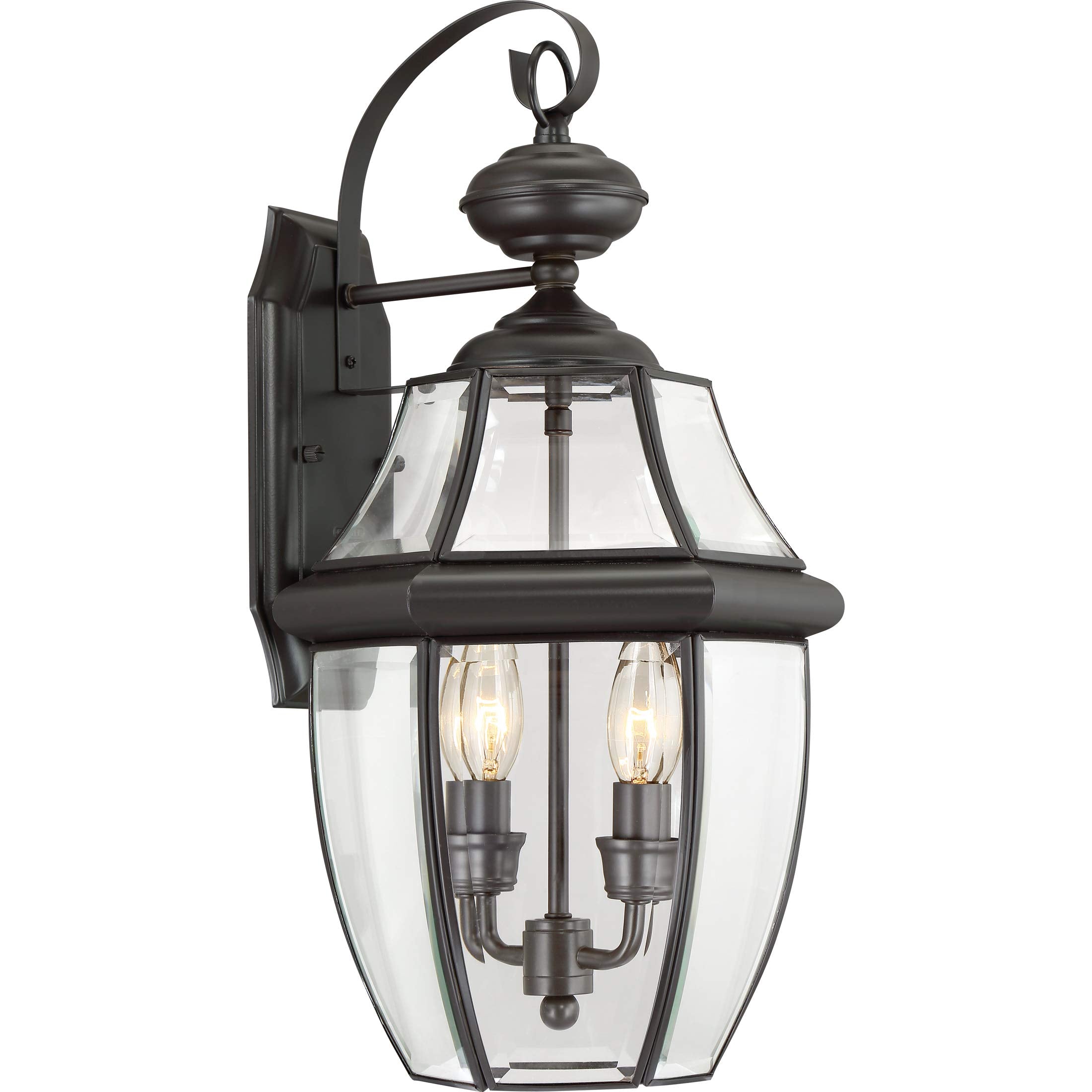 Quoizel Newbury Outdoor Wall Lantern 2-Light Medici Bronze E12 Base Clear Glass NY8317Z for Patio Porch Garage Yard