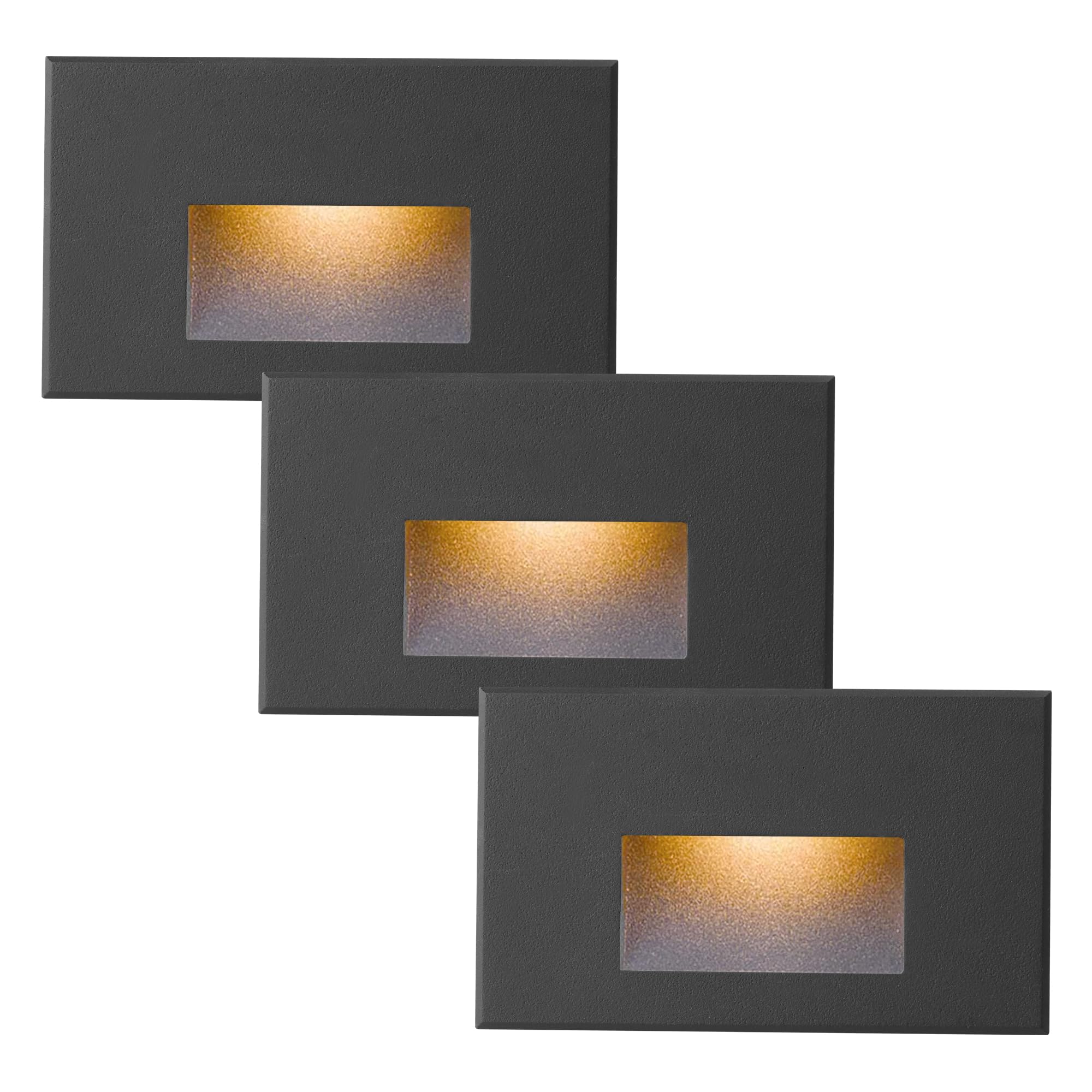 TUMUPSM Stair Lights Outdoor Indoor LED Step Lights  12V Low Voltage Light for Stairs 4W 3000K Warm White  IP66 Waterproof Deck Stairway Light  Horizontal  Black 6-Pack