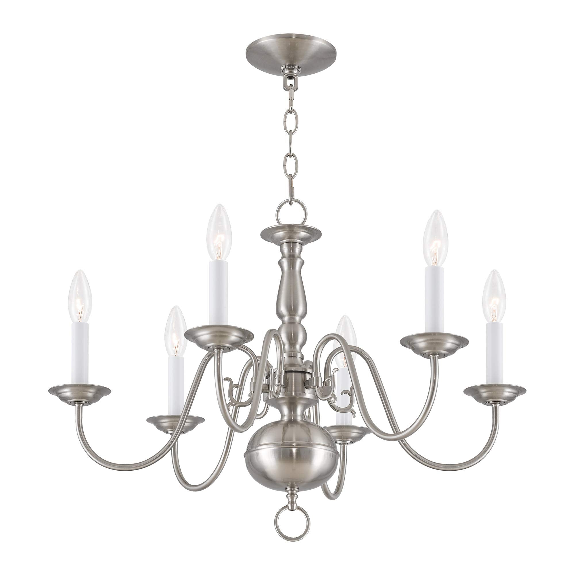 Livex Lighting 5006-91 Williamsburgh 6 Light Brushed Nickel Chandelier,18Hx24W,5006-91