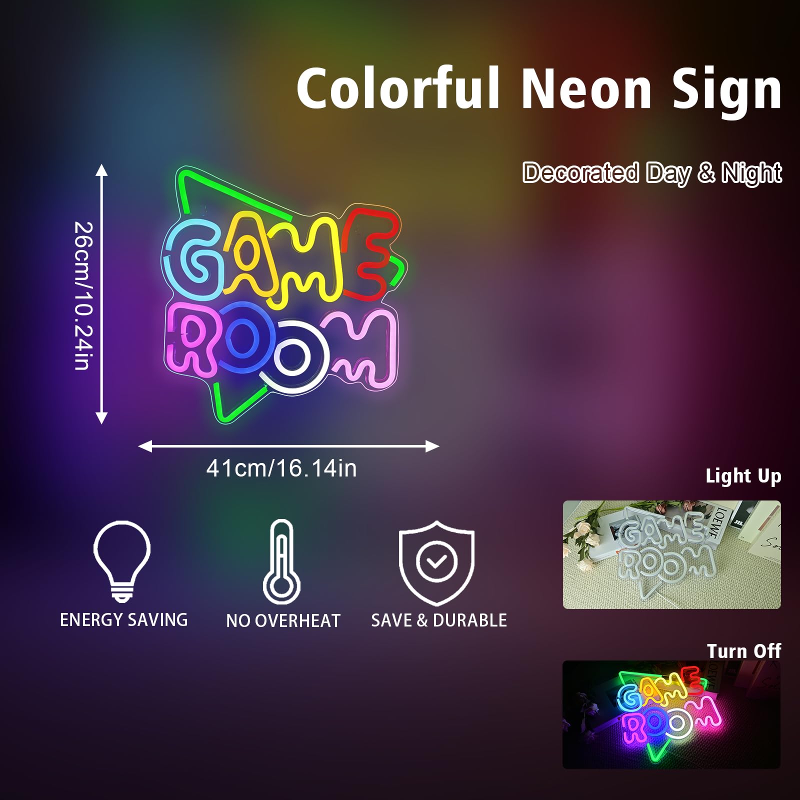 gamerneon Neon Sign for Game Room - LED Gaming Wall Light, Colorful Green Decor for Boys Bedroom, Gamer Zone, Man Cave